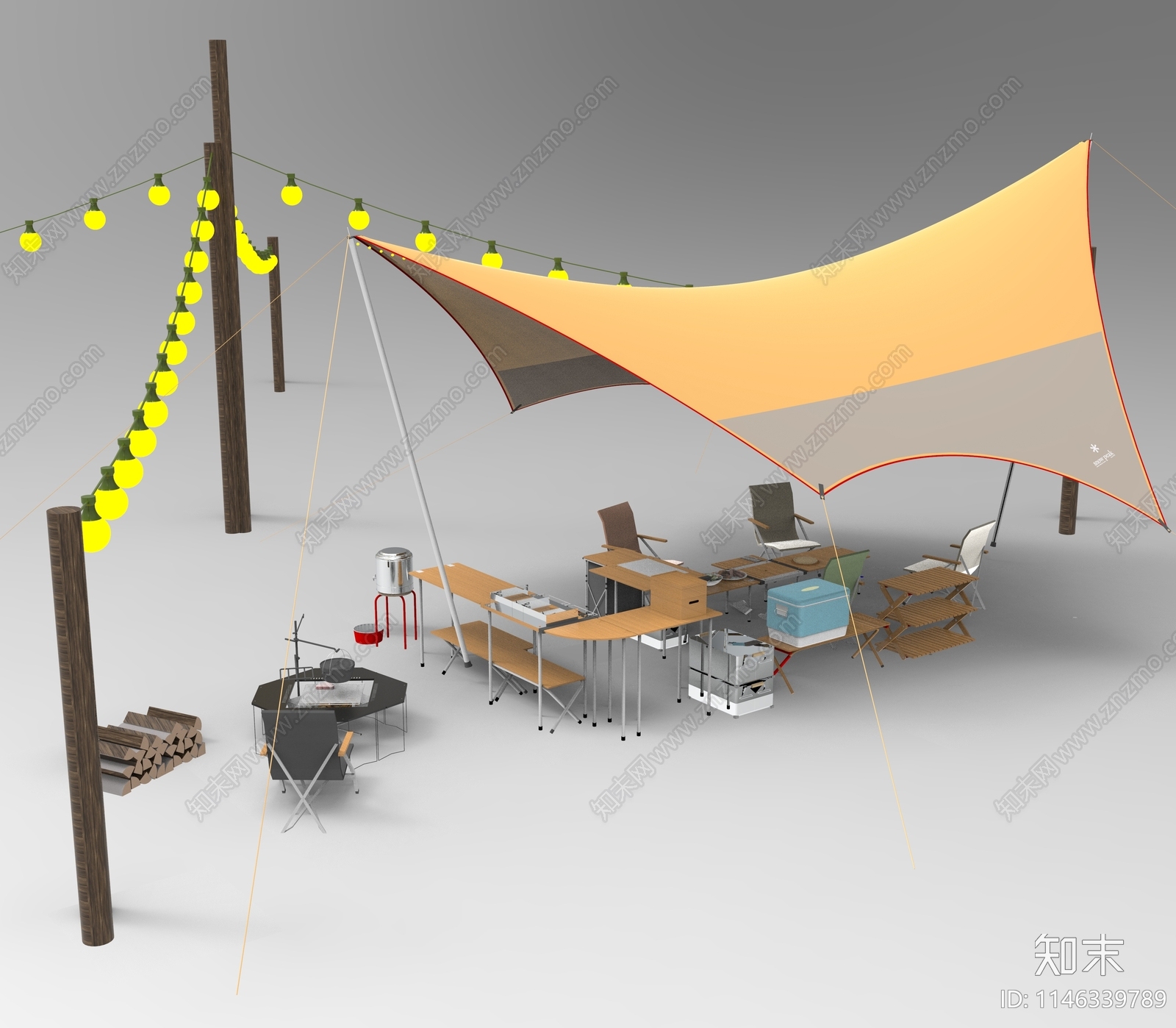 户外露营设备组合SU模型下载【ID:1146339789】