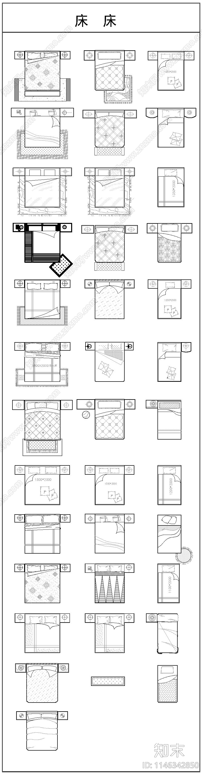 常用家具及户外配景施工图下载【ID:1146342850】