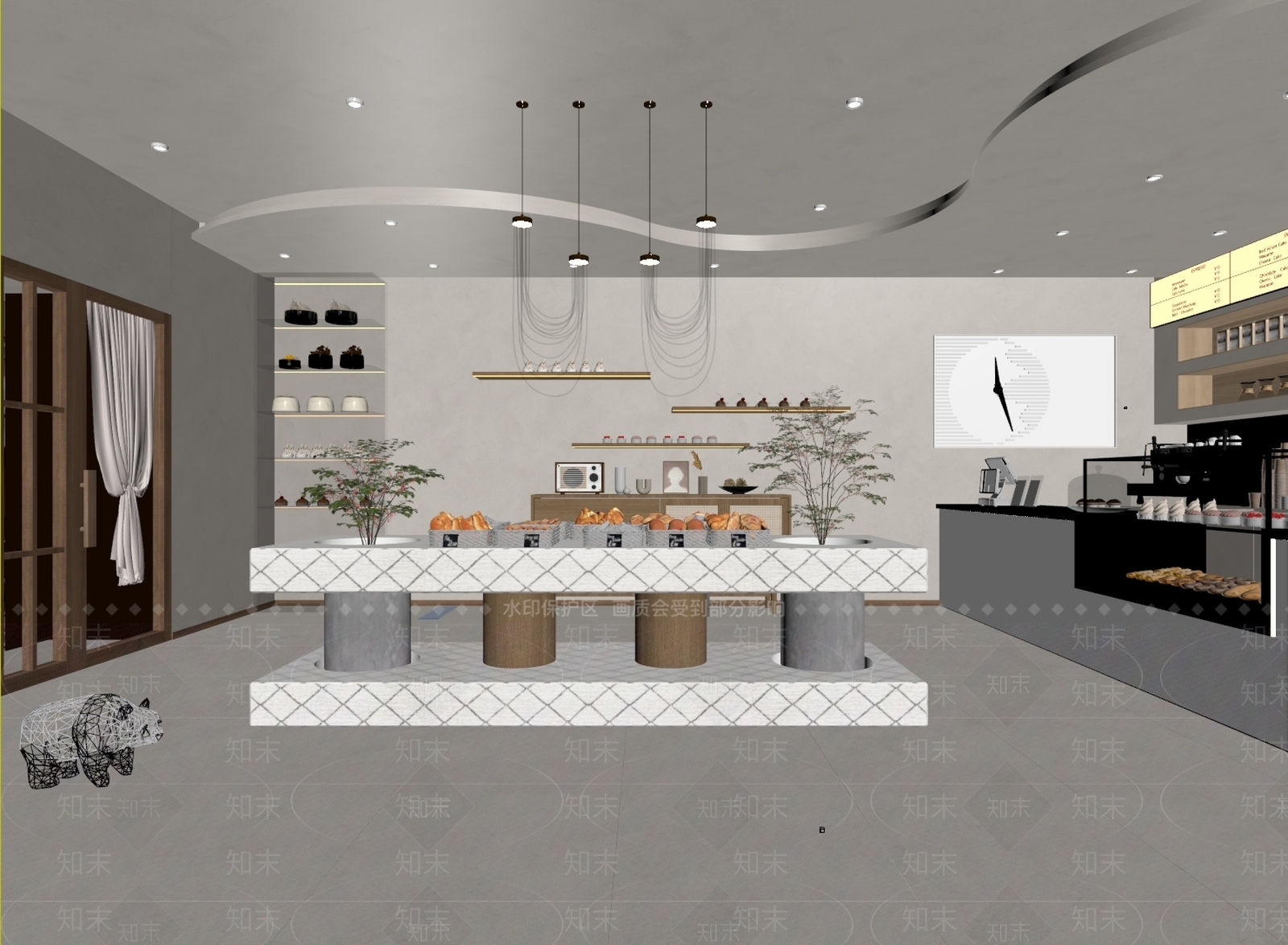 现代蛋糕店SU模型下载【ID:1146343410】