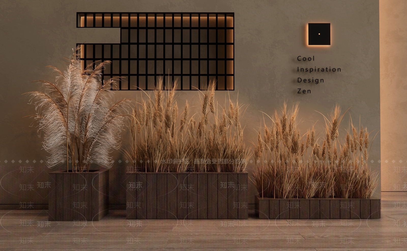 侘寂芦苇麦穗花箱3D模型下载【ID:1146351544】