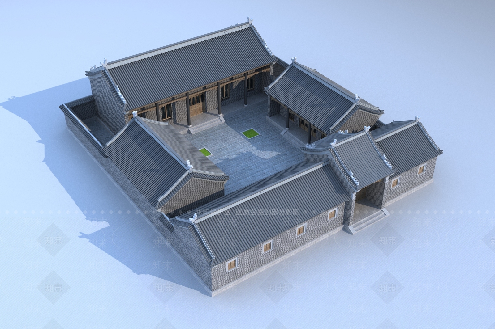 中式四合院3D模型精品下载_3dmax模型_知末网