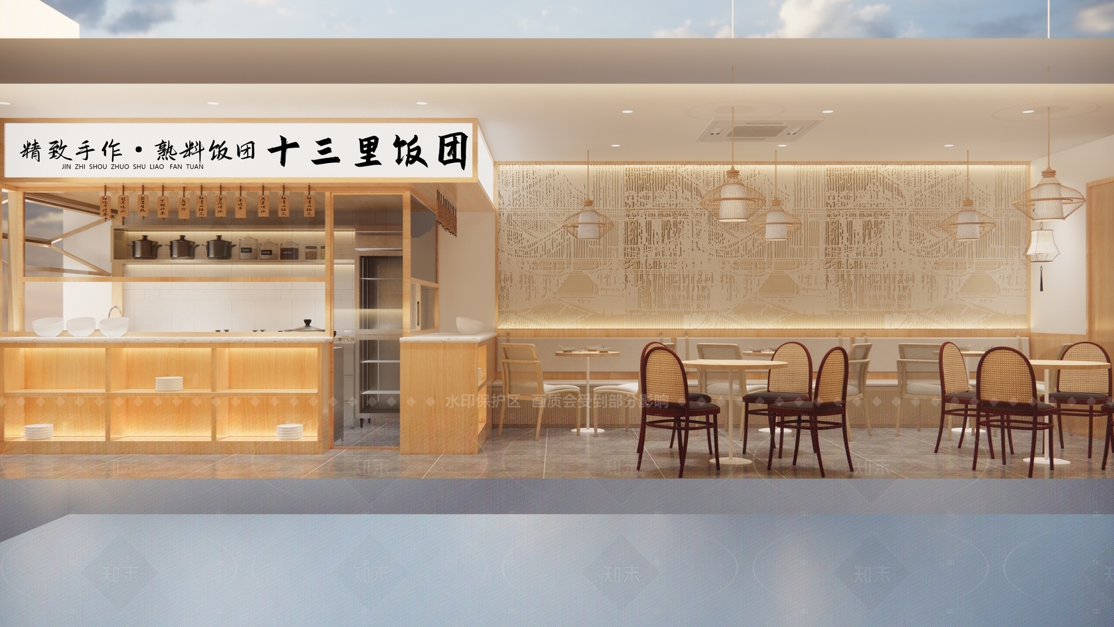 日式快餐店SU模型下载【ID:1216052533】