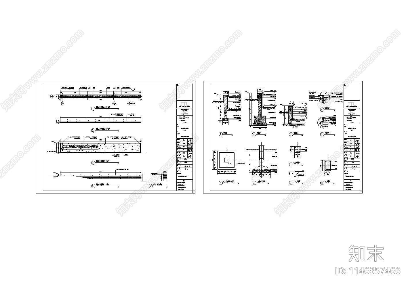 儿童游乐场景墙节点cad施工图下载【ID:1146357466】