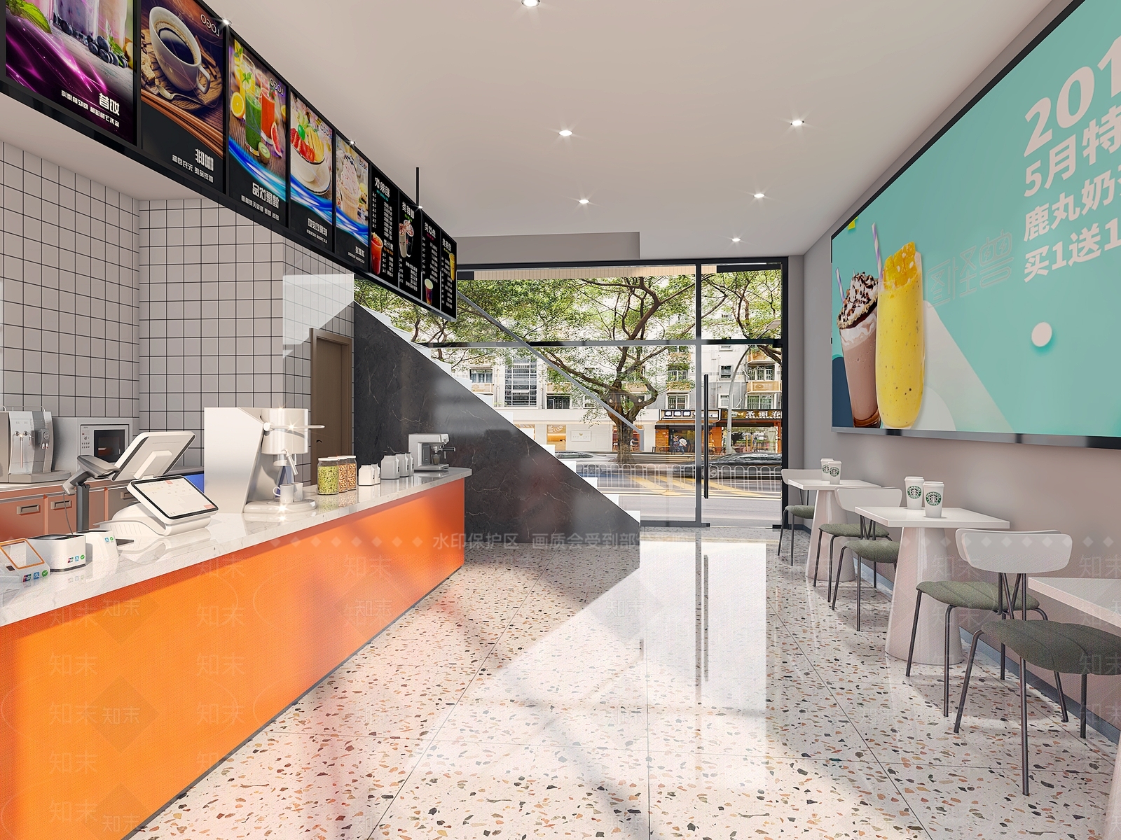 现代奶茶店3D模型下载【ID:1146360409】