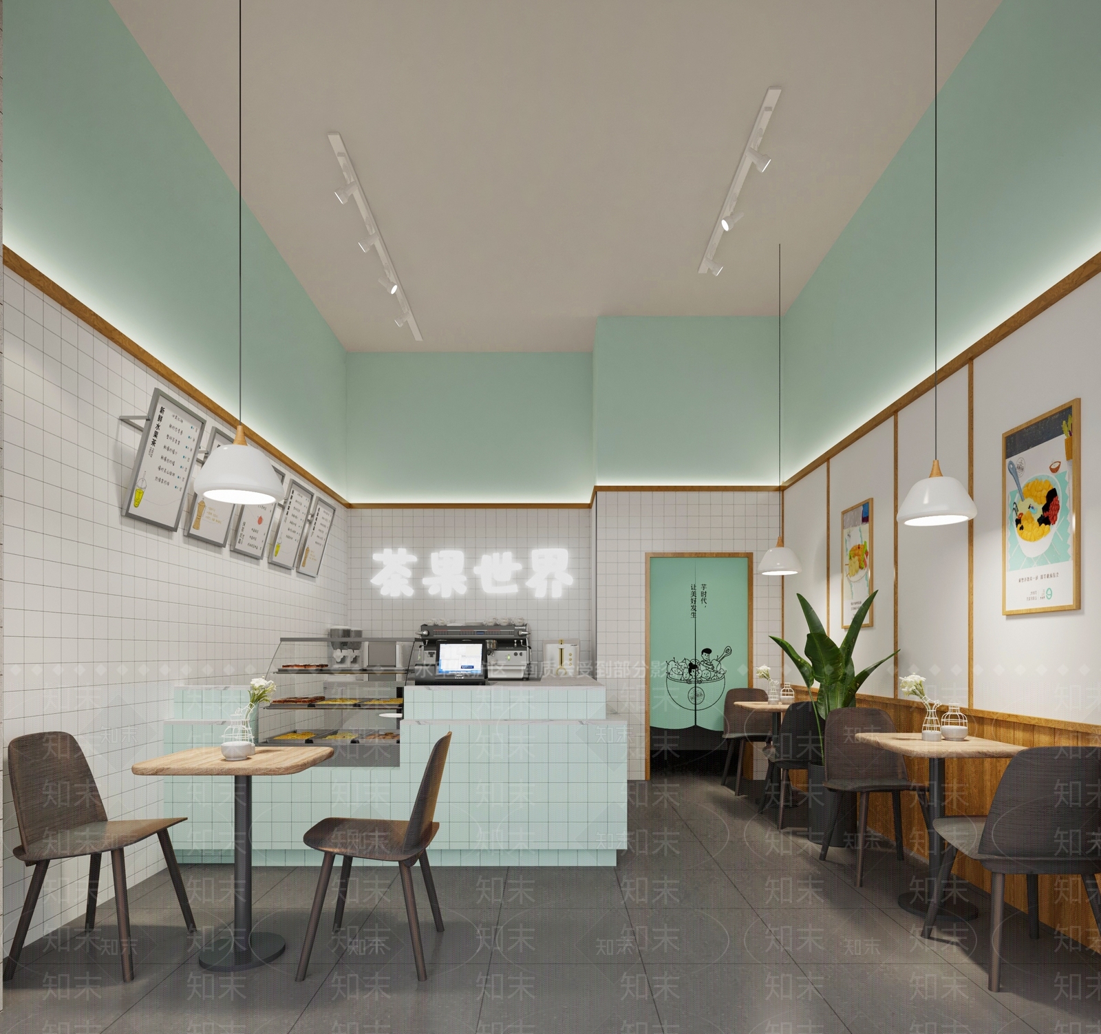 现代简约奶茶店3D模型下载【ID:1146361166】
