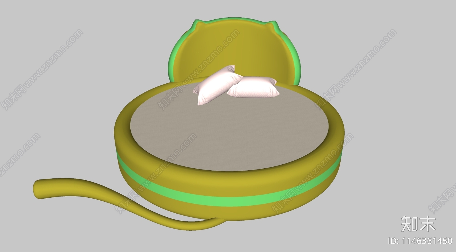 现代圆床SU模型下载【ID:1146361450】