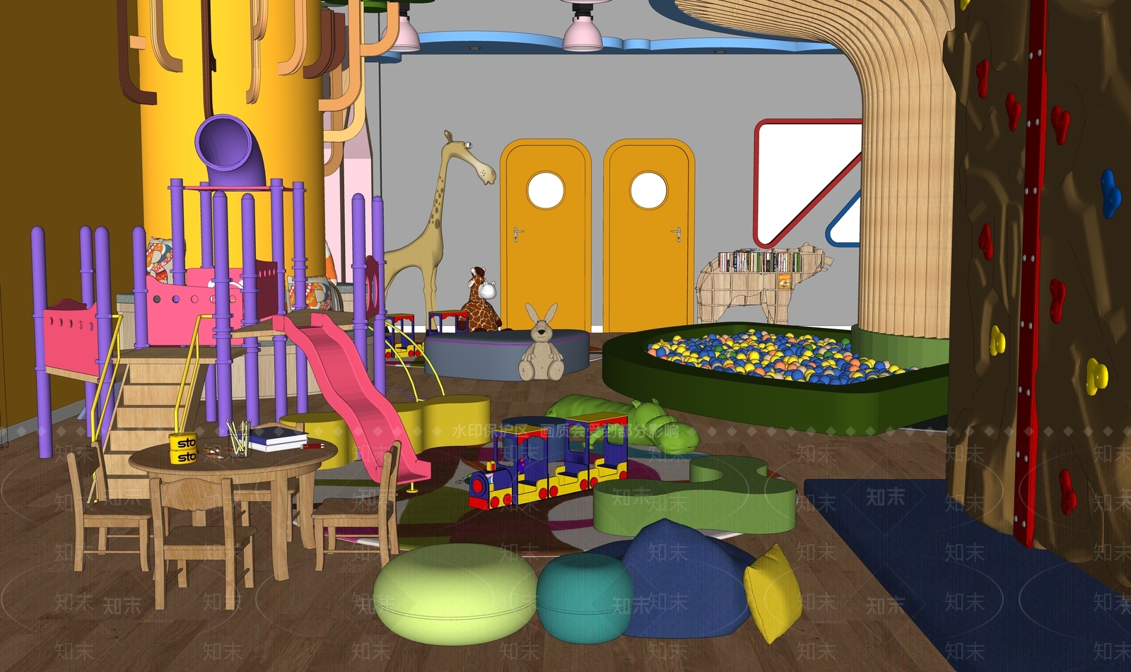 现代幼儿园童趣活动室游乐区SU模型下载【ID:1146364812】