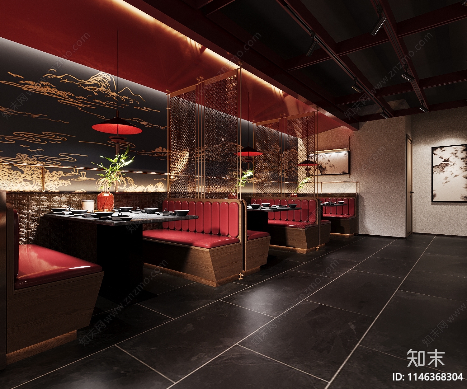 新中式火锅店3D模型下载【ID:1146368304】