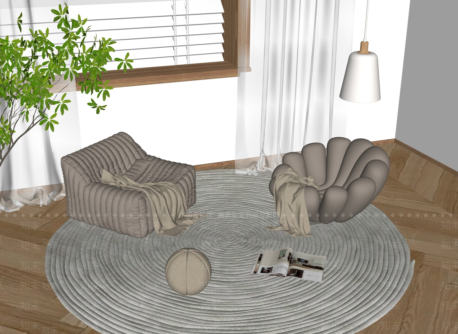 现代家居客厅SU模型下载【ID:1222160094】