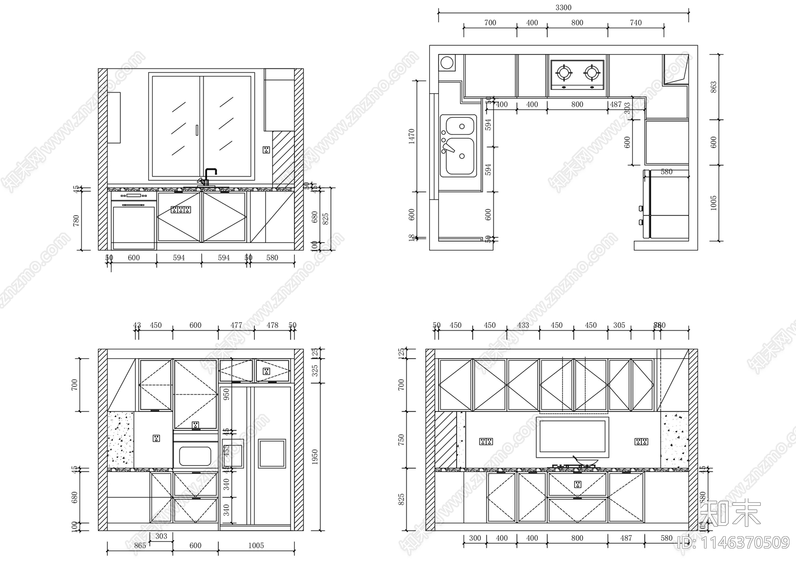 厨房室内施工图下载【ID:1146370509】