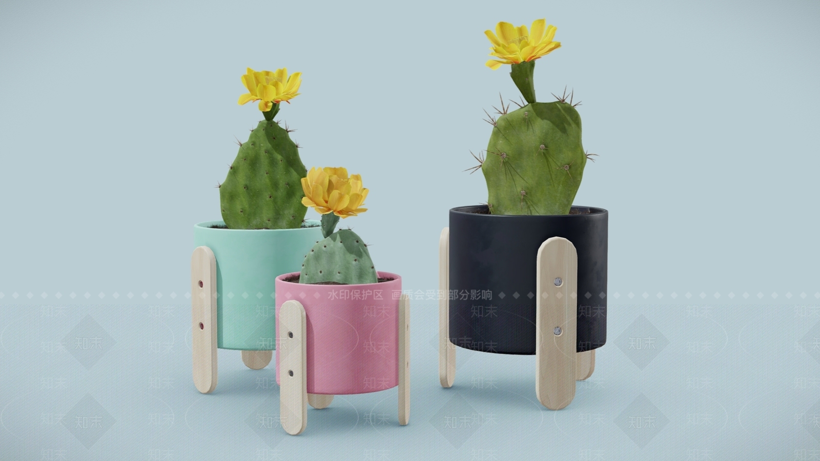 桌面仙人掌盆栽SU模型下载【ID:1146372121】