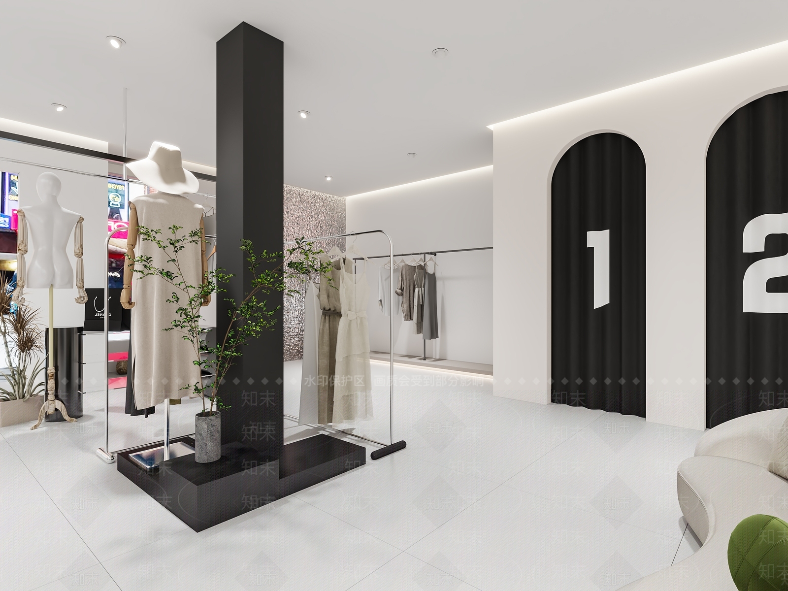 现代服装鞋店3D模型下载【ID:1146375723】