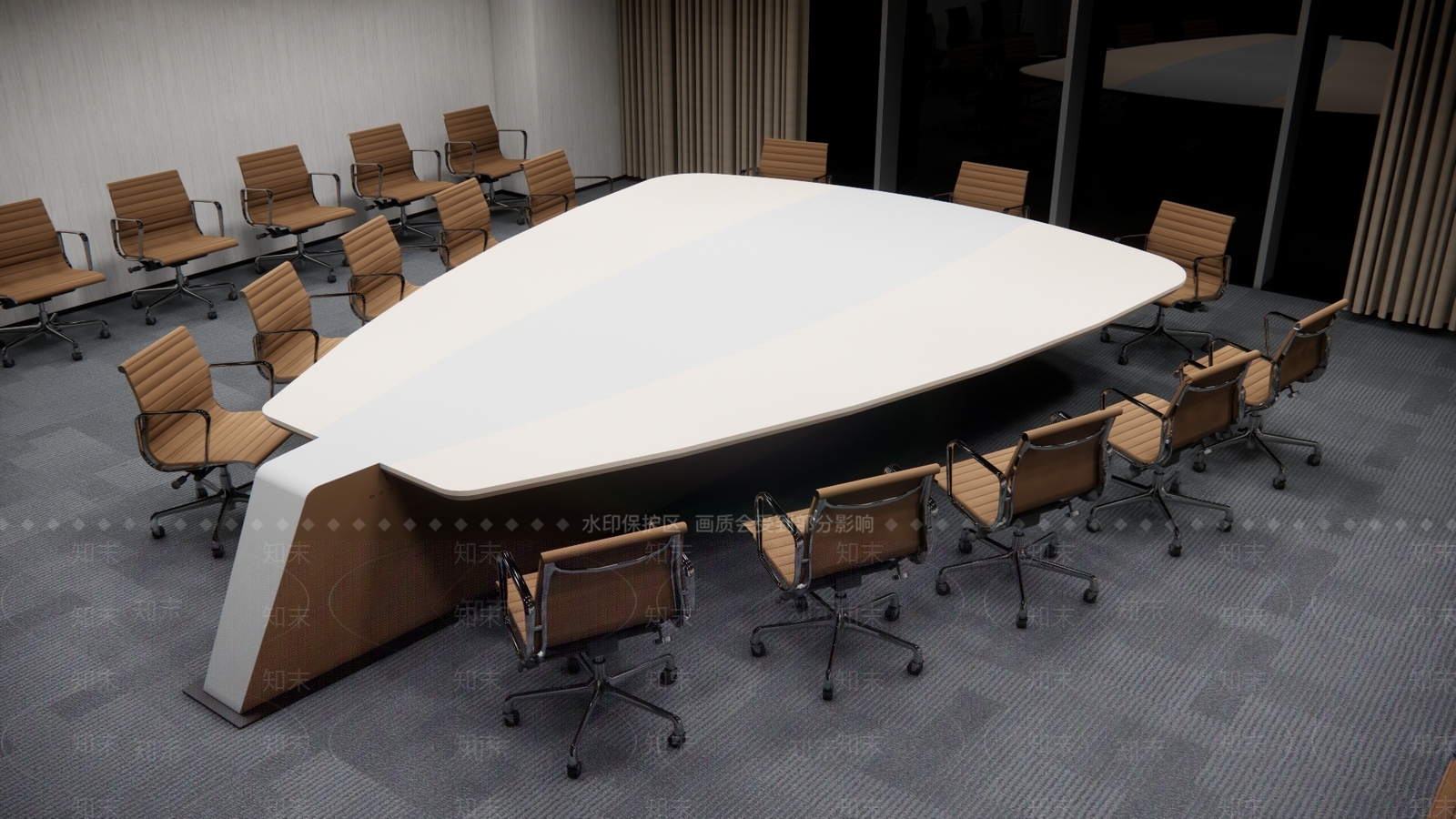 现代会议桌椅组合SU模型下载【ID:1146376011】