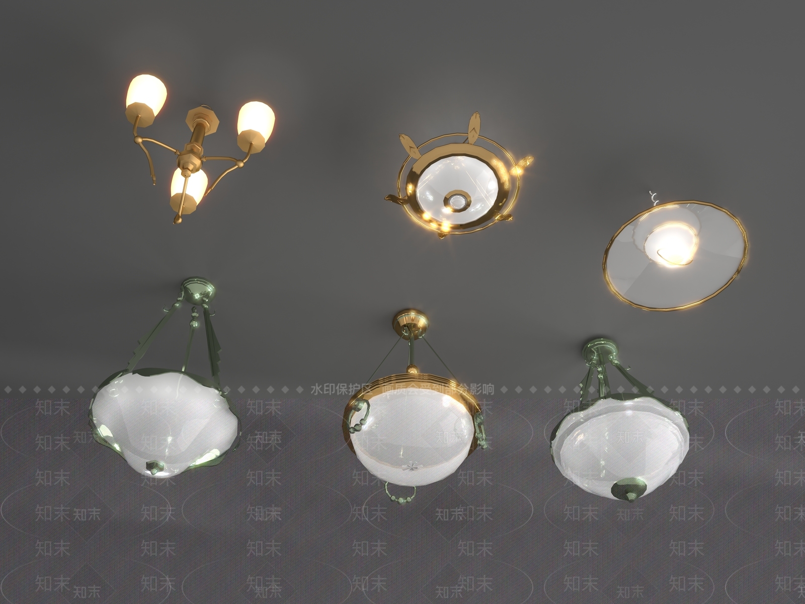 现代灯具组合3D模型下载【ID:1160323397】