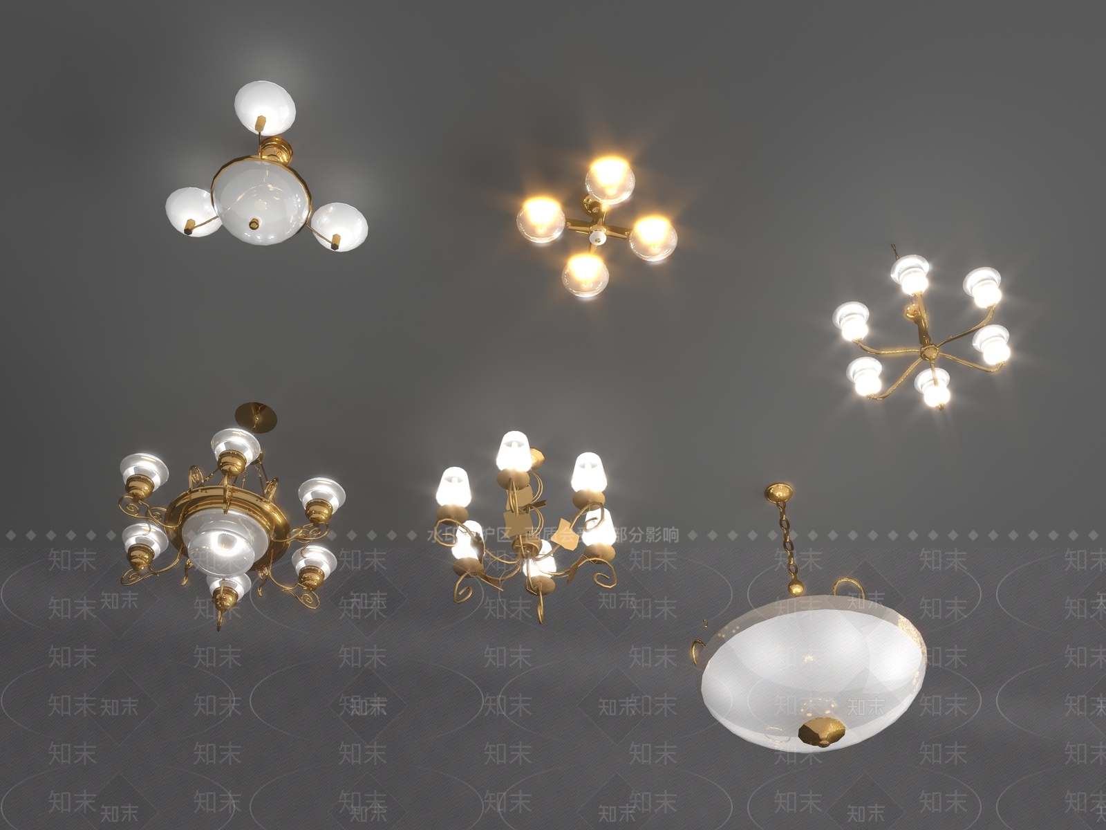 现代灯具组合3D模型下载【ID:1152339736】