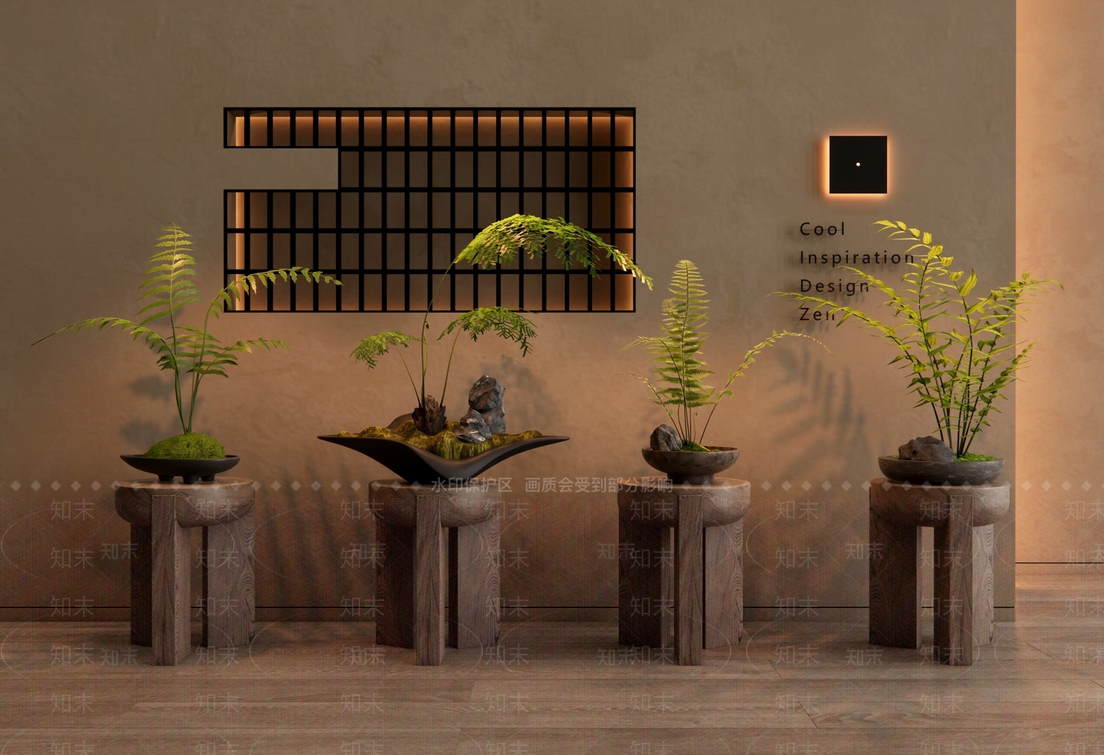 现代蕨类盆景3D模型下载【ID:1146378136】