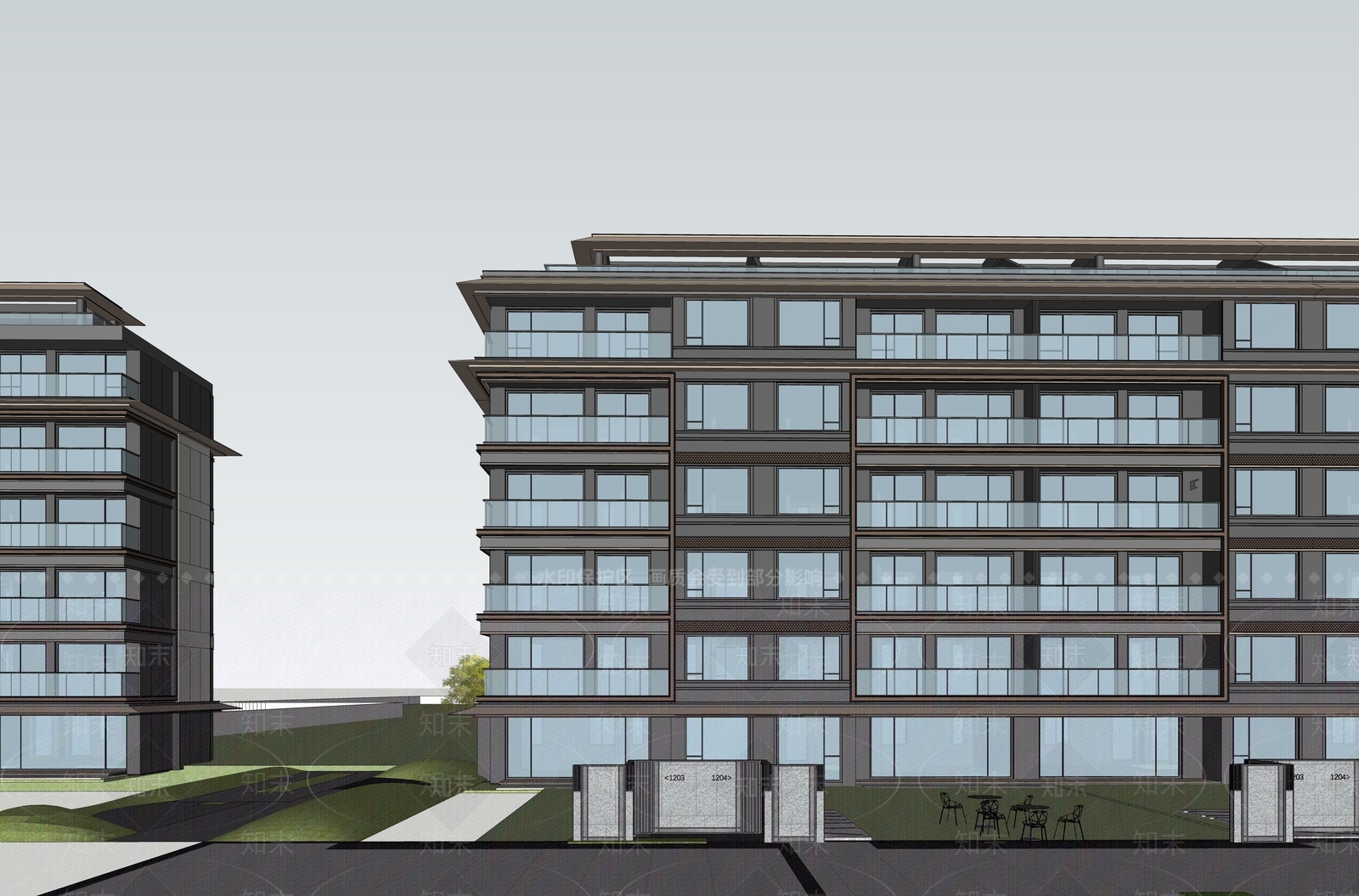 现代多层住宅SU模型下载【ID:1146381349】