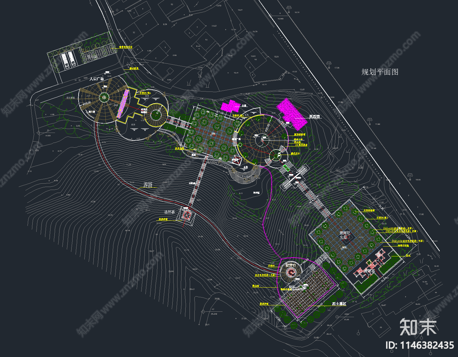 18套公墓陵园建筑景观规划平面图施工图下载【ID:1146382435】