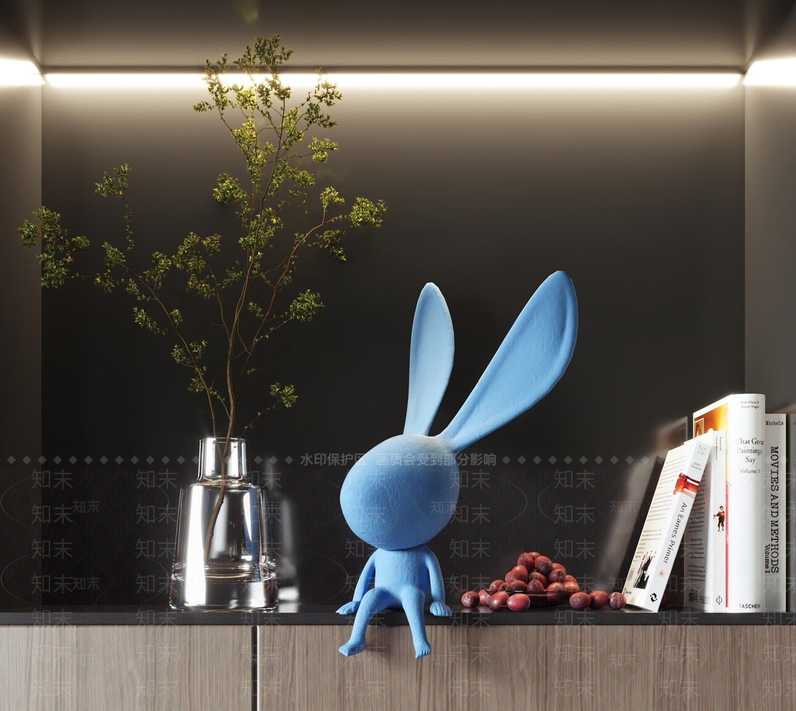 现代兔子雕塑装置SU模型下载【ID:1146381630】