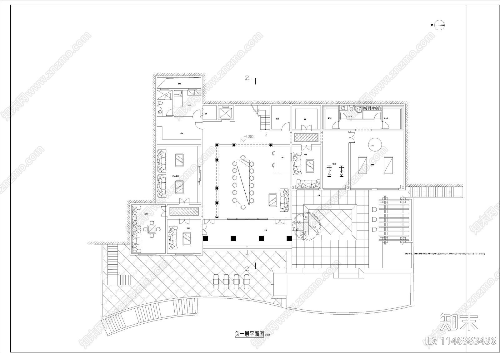 滨海大型地中海风格独栋别墅建筑施工图下载【ID:1146383436】