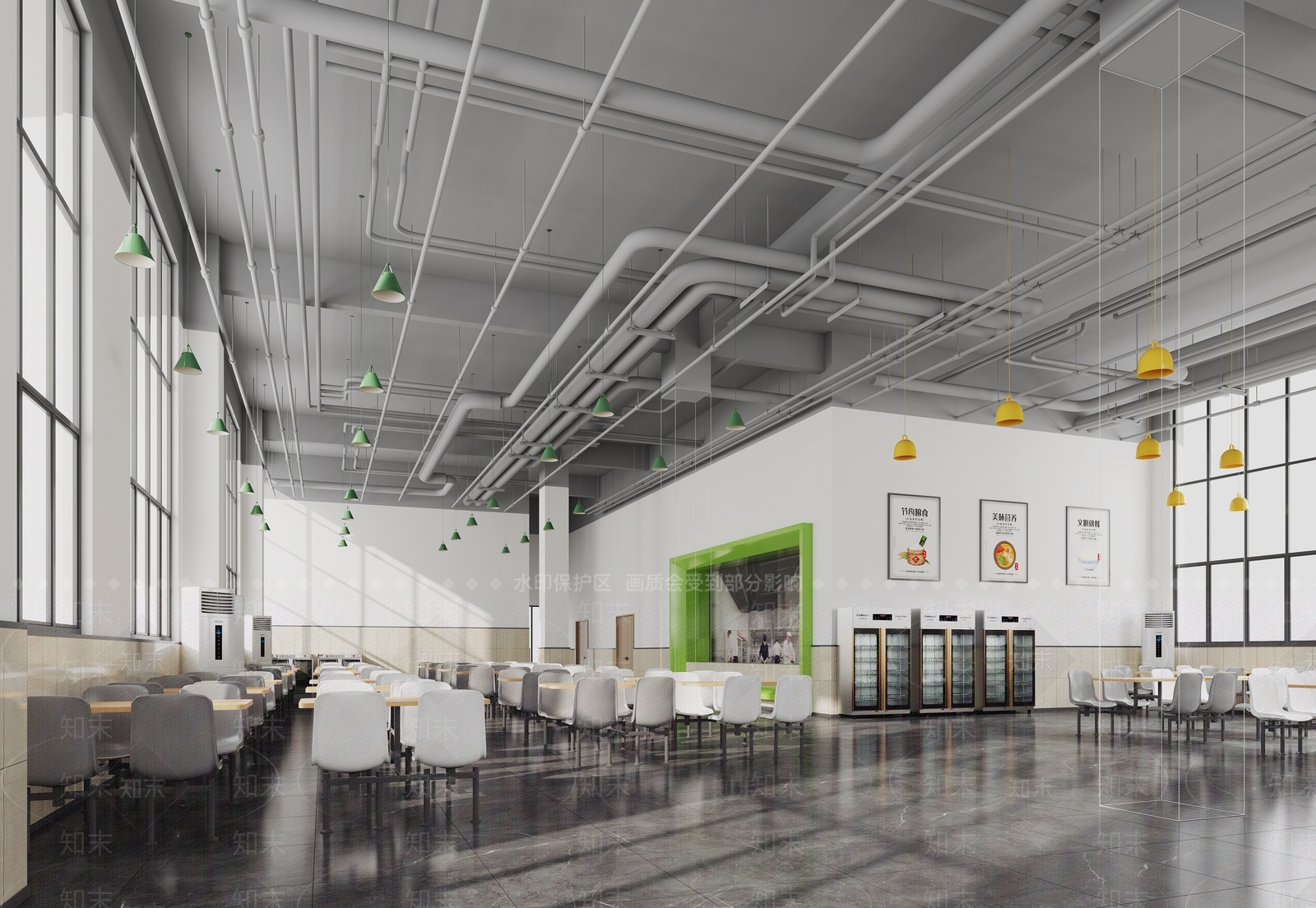 现代食堂餐厅3D模型下载【ID:1146384323】