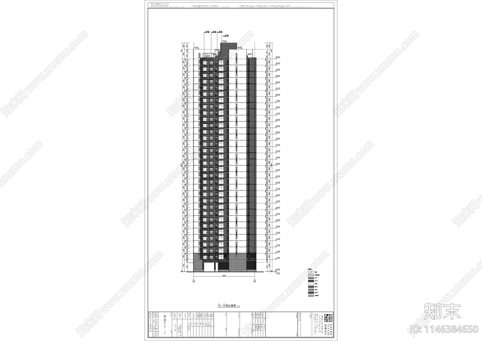高层住宅楼建筑cad施工图下载【ID:1146384650】