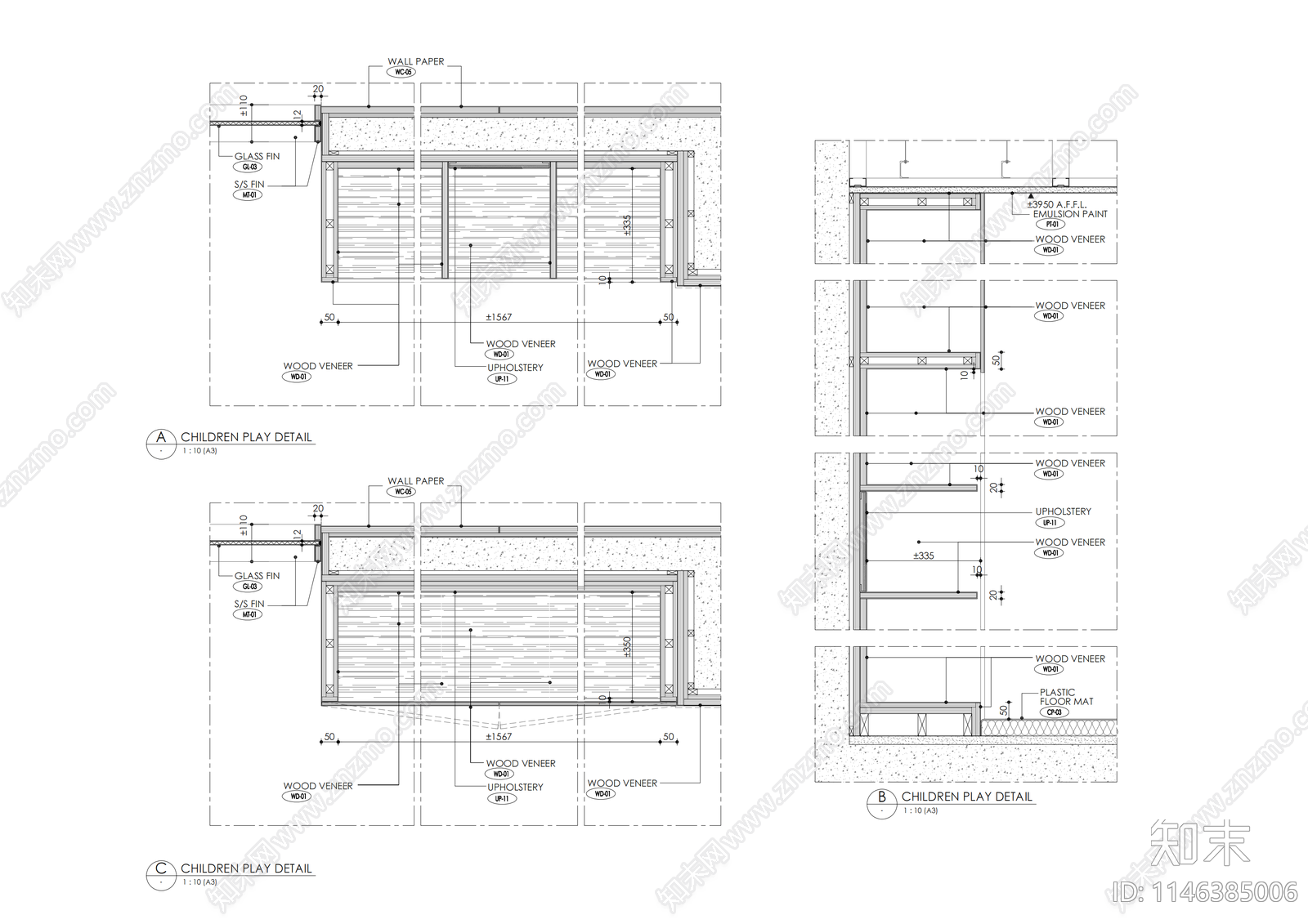 展示柜cad施工图下载【ID:1146385006】