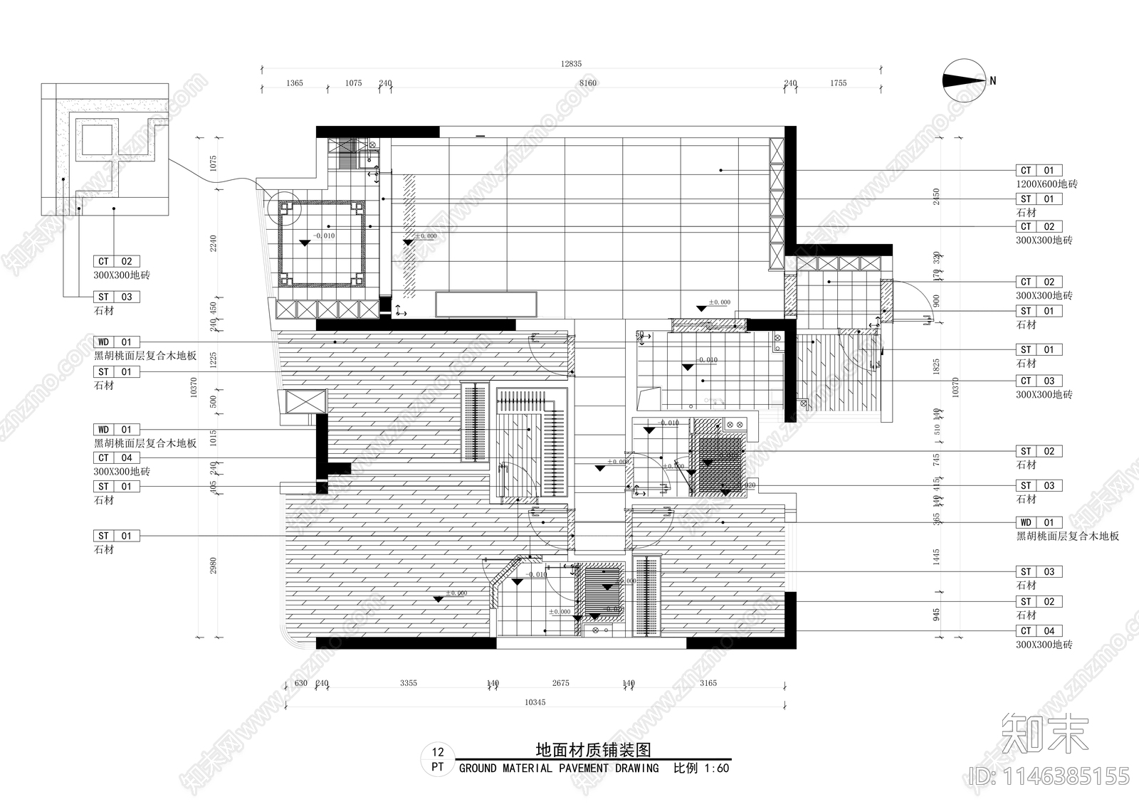 130平家装空间全套室内施工图下载【ID:1146385155】