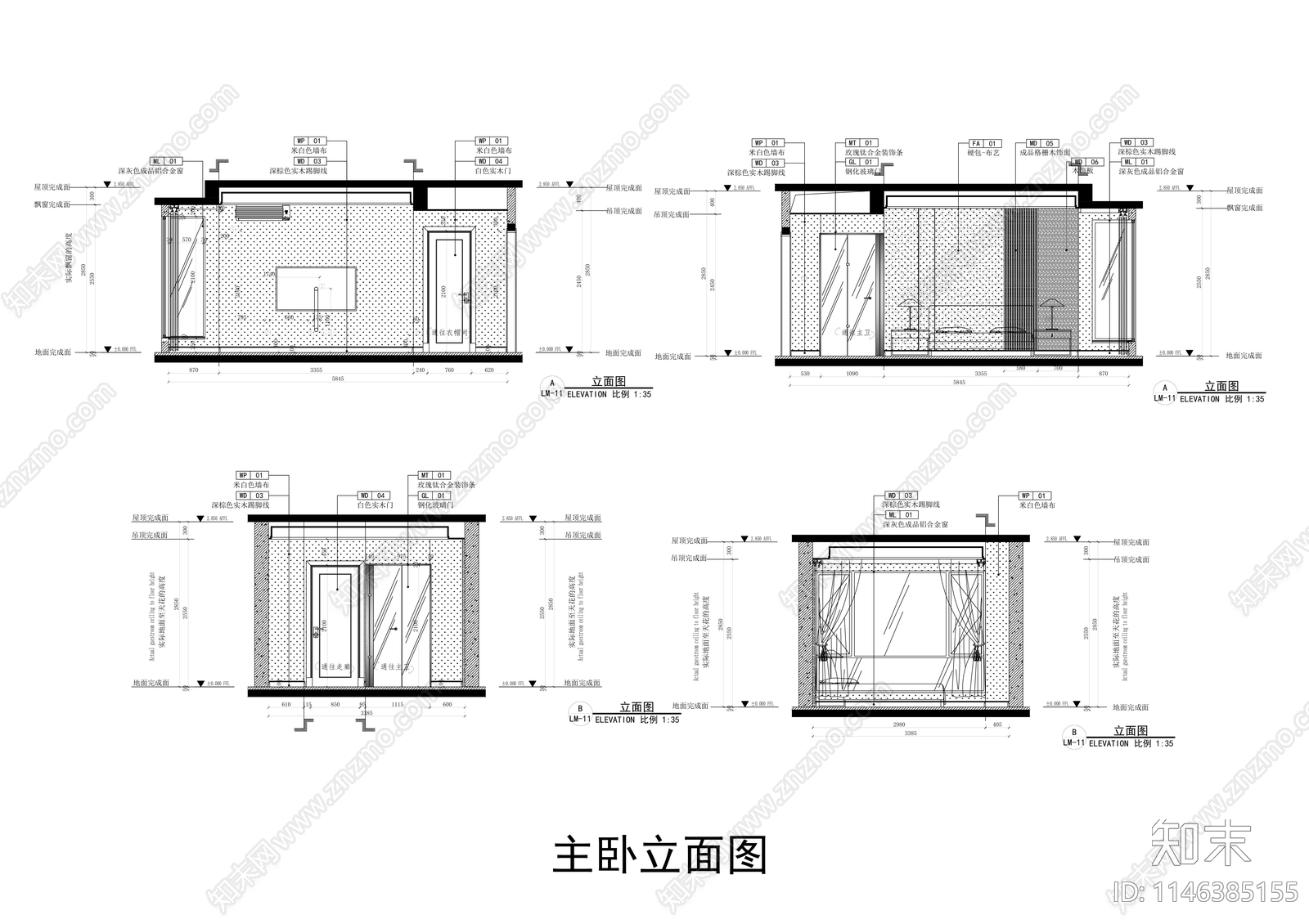 130平家装空间全套室内施工图下载【ID:1146385155】