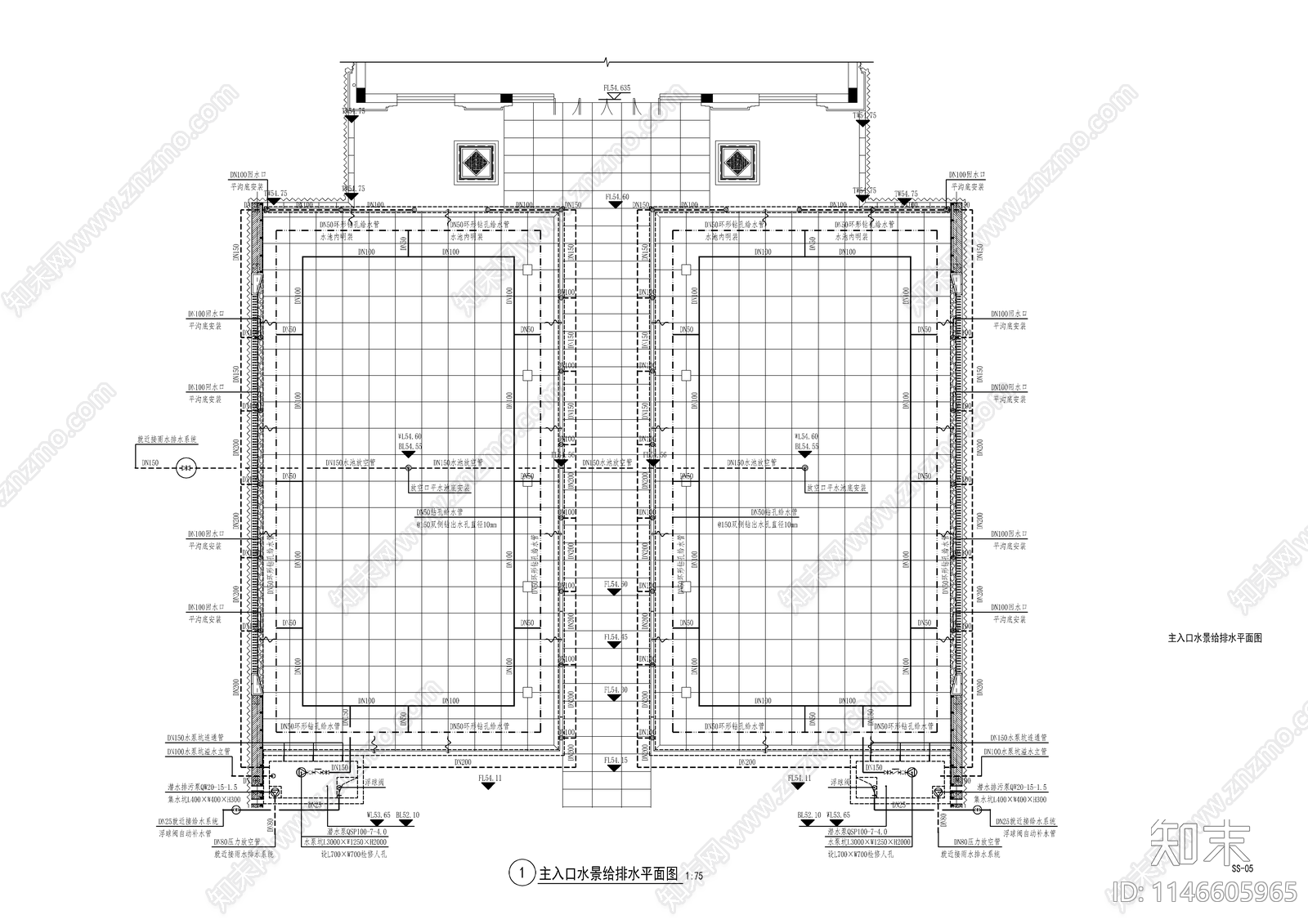 新中式示范区给排水电气系统cad施工图下载【ID:1146605965】