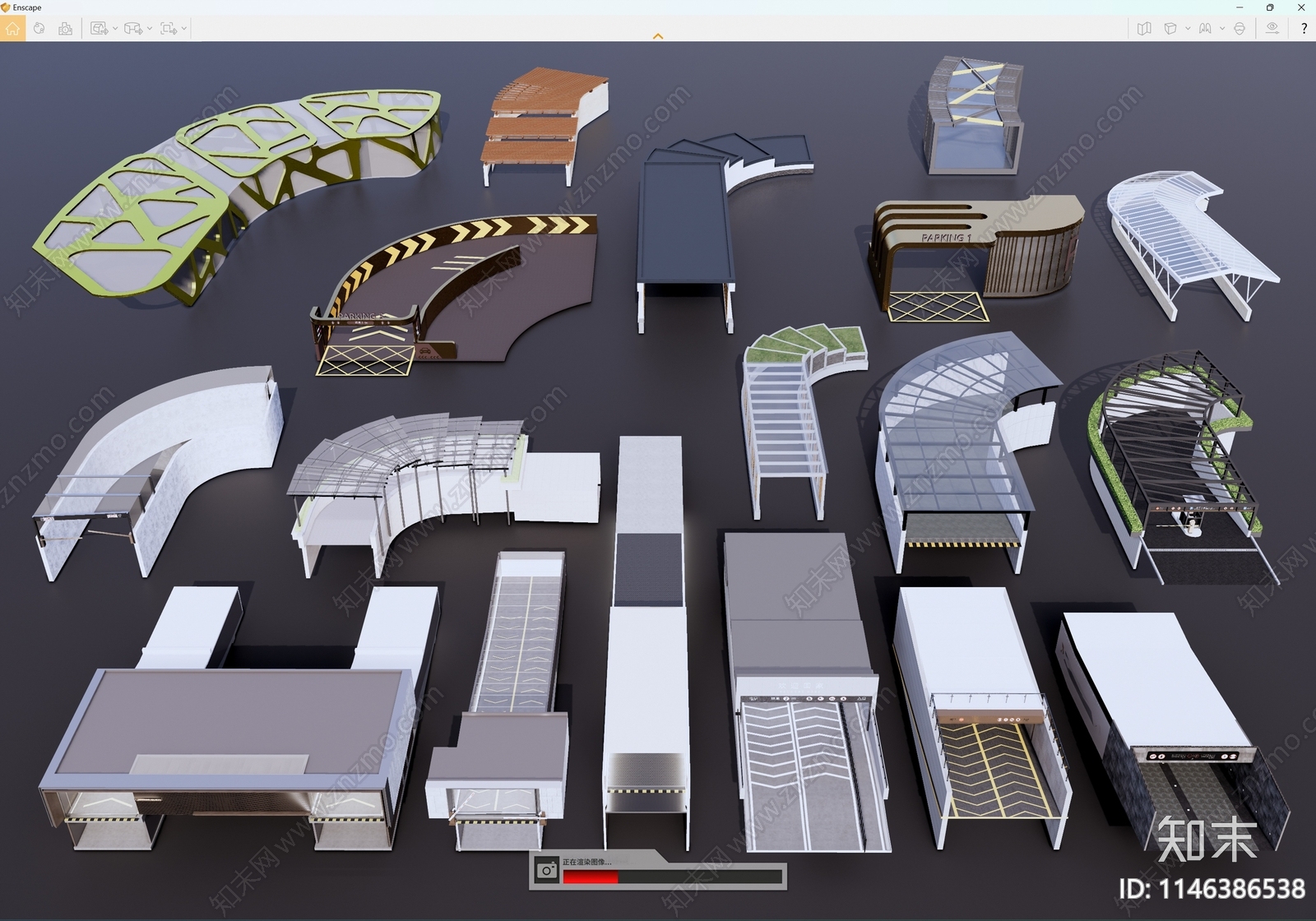 现代地下车库停车场出入口SU模型下载【ID:1146386538】