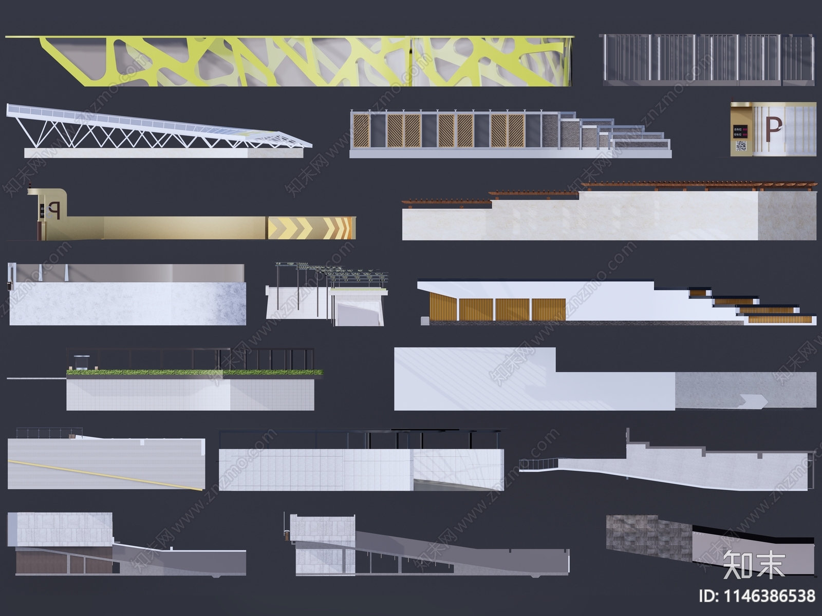 现代地下车库停车场出入口SU模型下载【ID:1146386538】