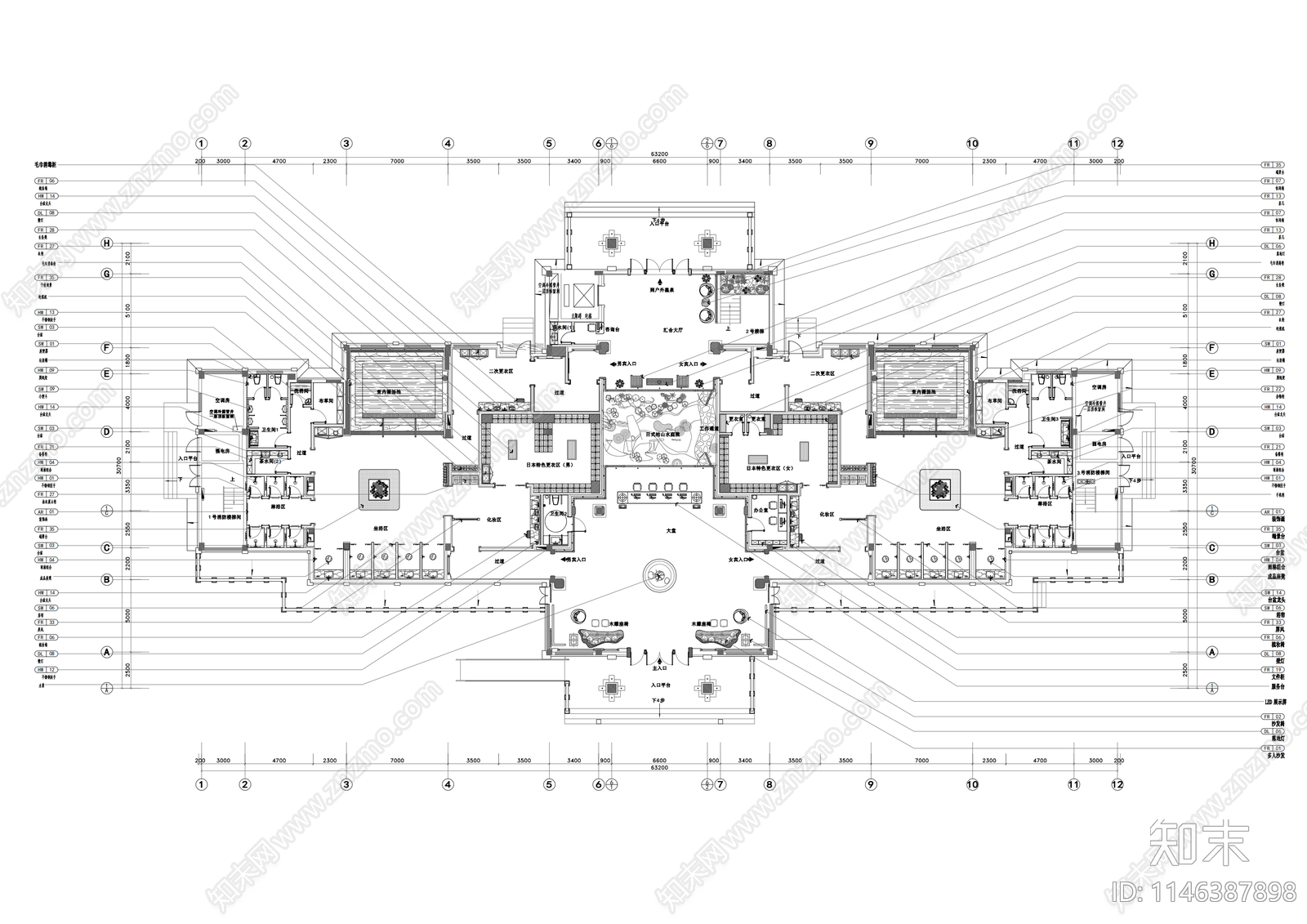 1300平汤池洗浴施工图下载【ID:1146387898】