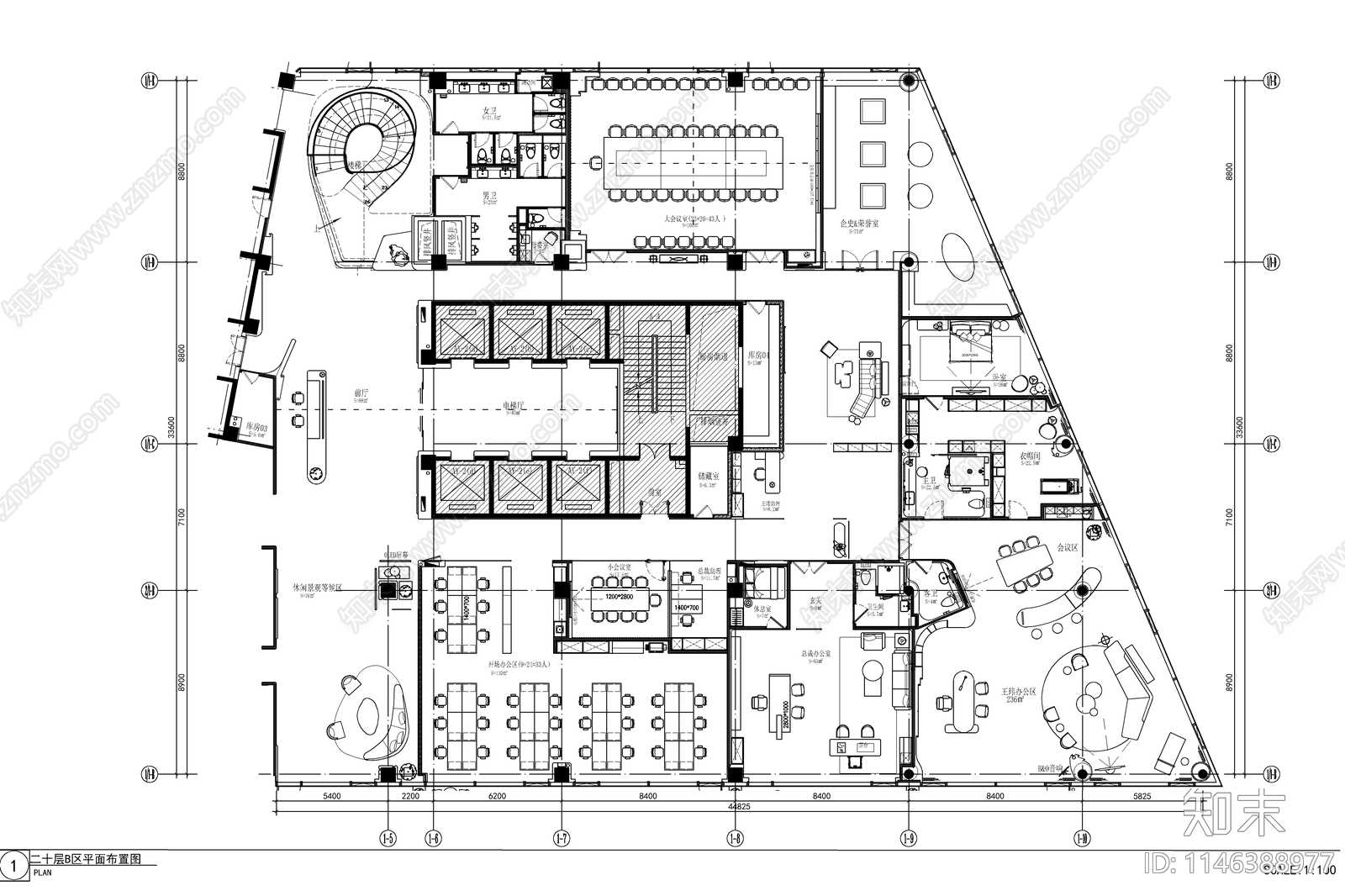 现代办公室室内设计全套图纸施工图下载【ID:1146388977】