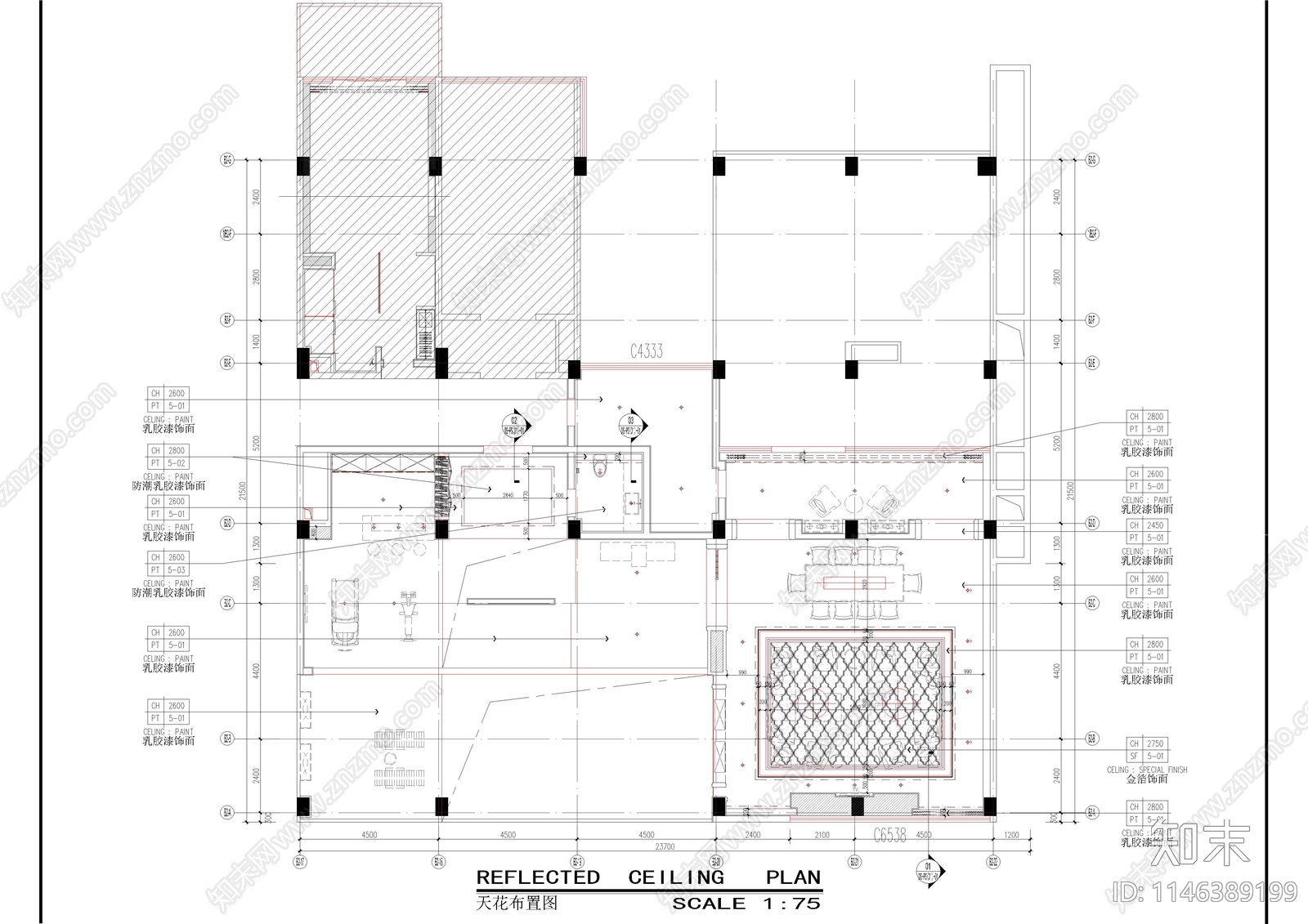 酒店带泳池总统套房室内cad施工图下载【ID:1146389199】