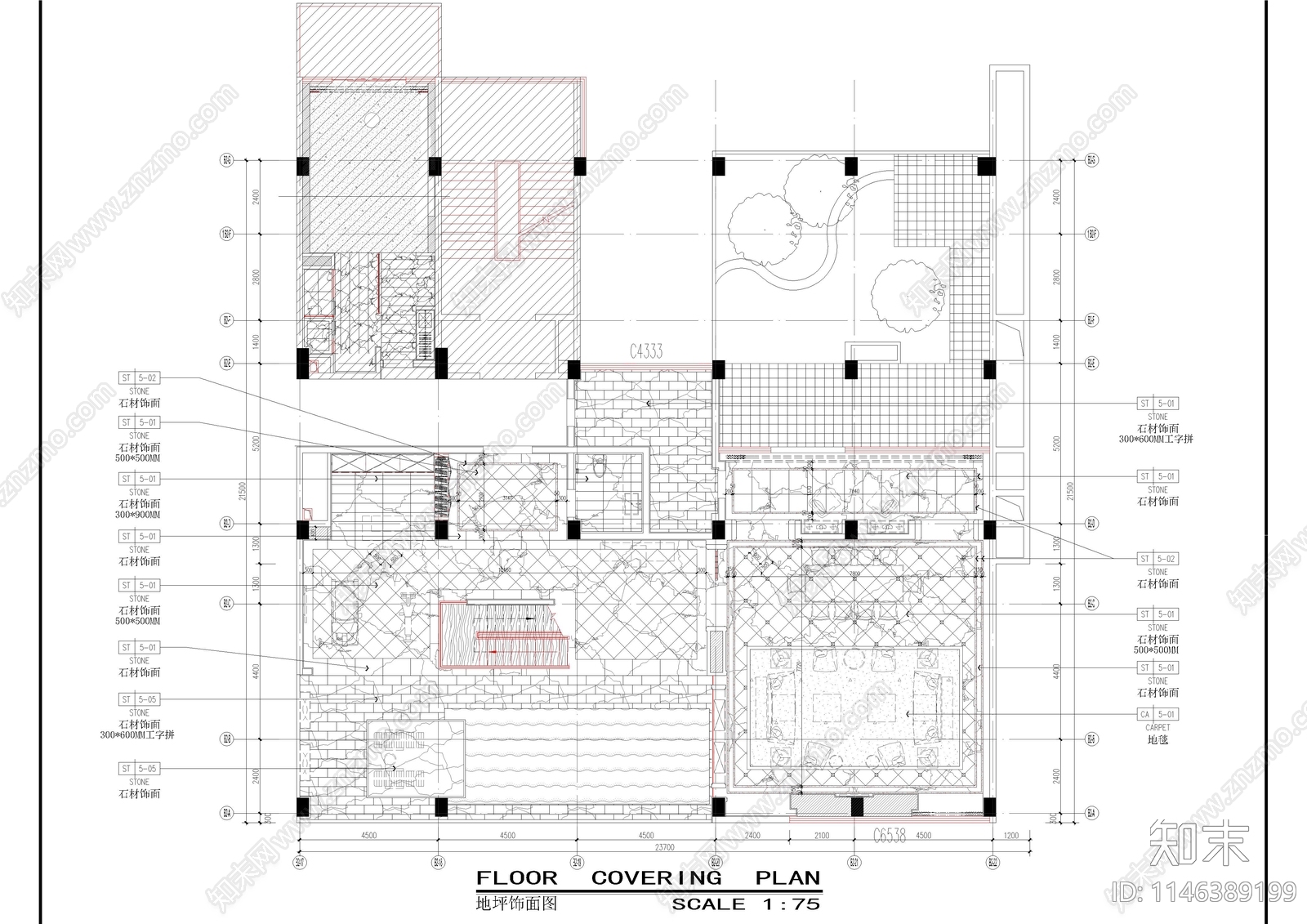 酒店带泳池总统套房室内cad施工图下载【ID:1146389199】