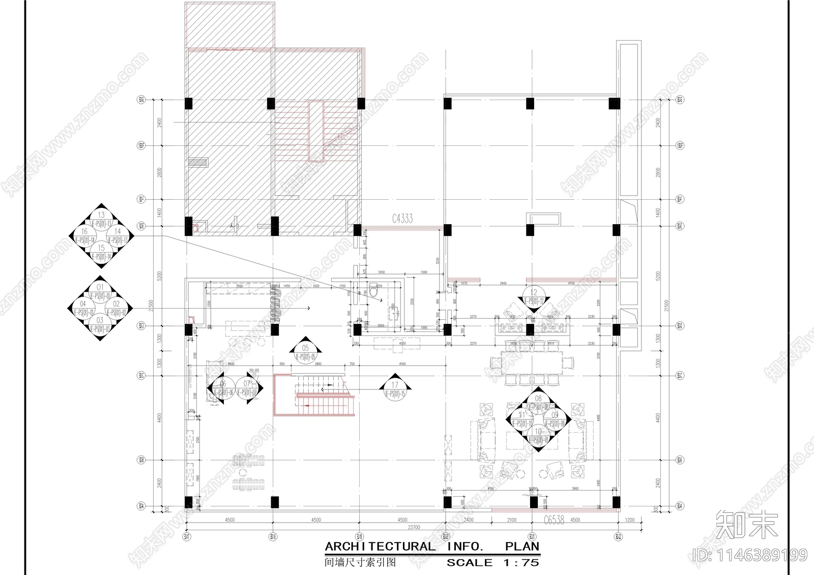 酒店带泳池总统套房室内cad施工图下载【ID:1146389199】