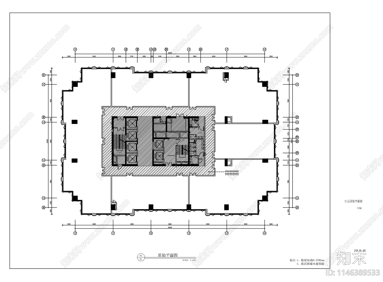 现代办公室室内设计全套cad施工图下载【ID:1146389533】