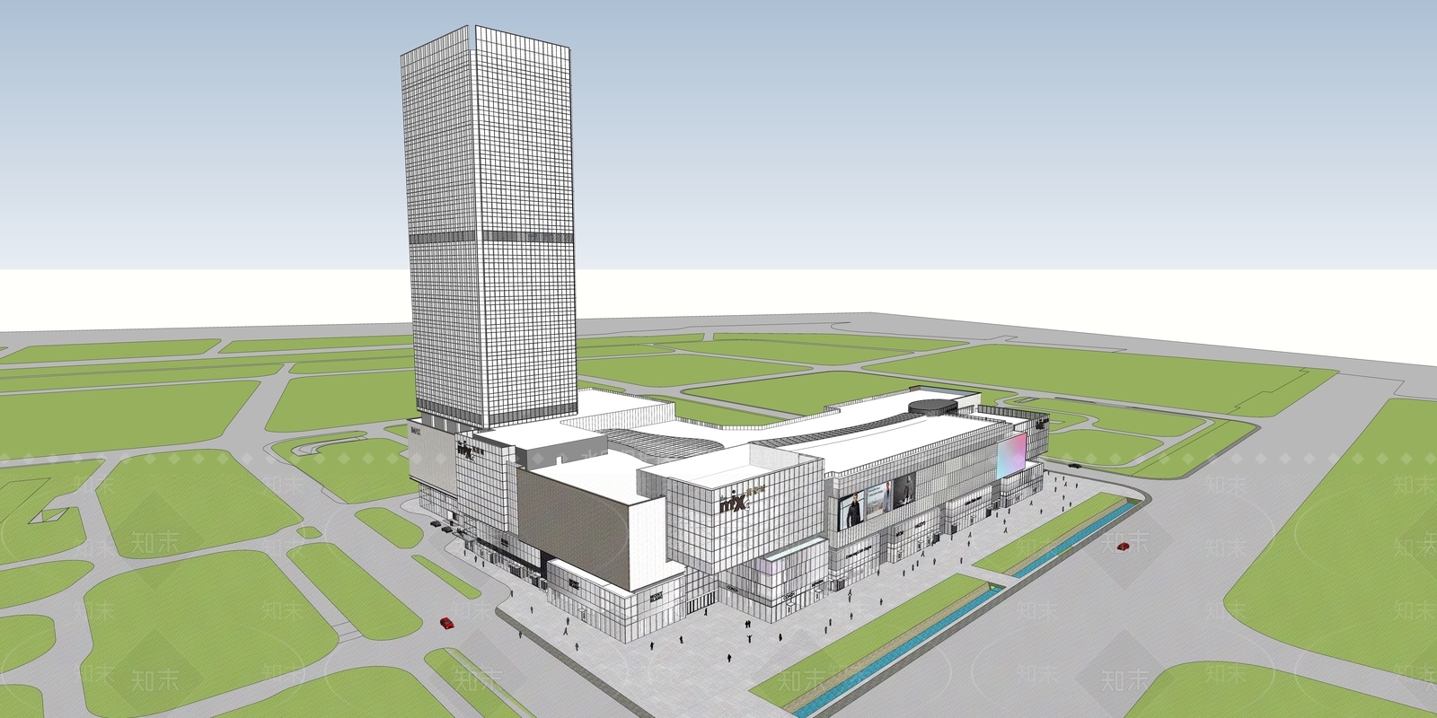 商场建筑SU模型精品下载_SketchUp模型_知末网
