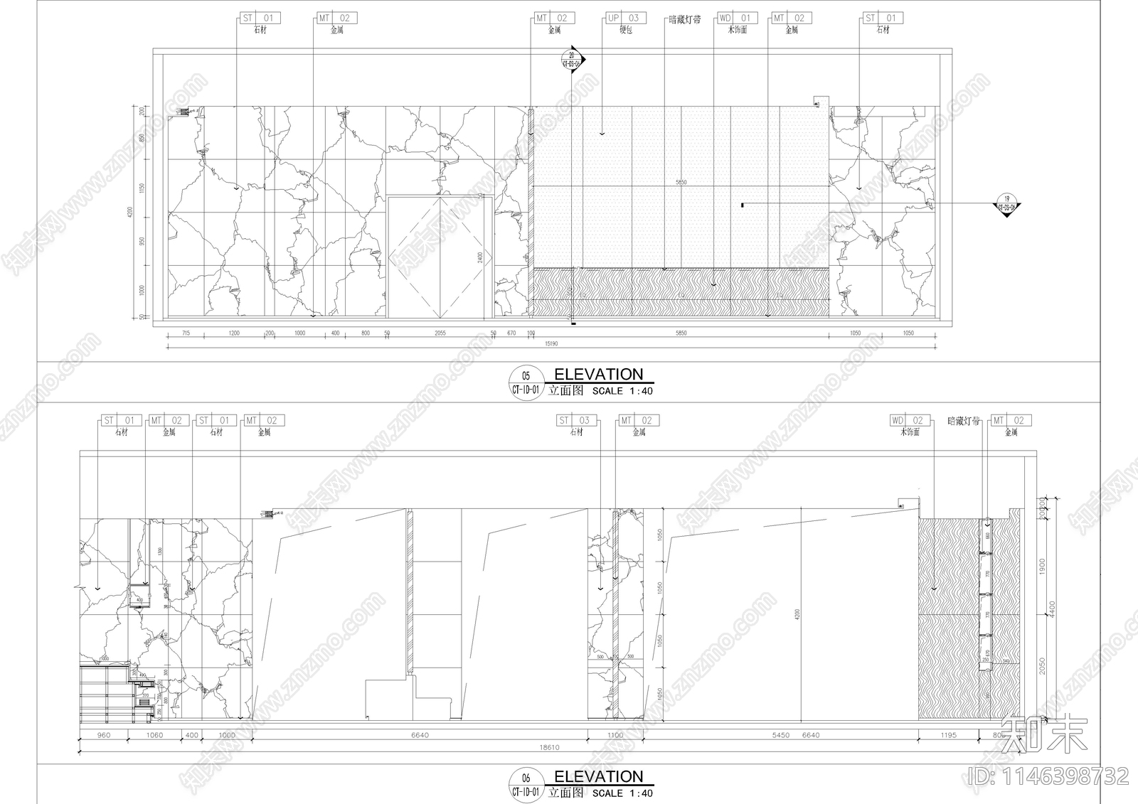 酒店一层婚礼接待室洽谈室室内cad施工图下载【ID:1146398732】