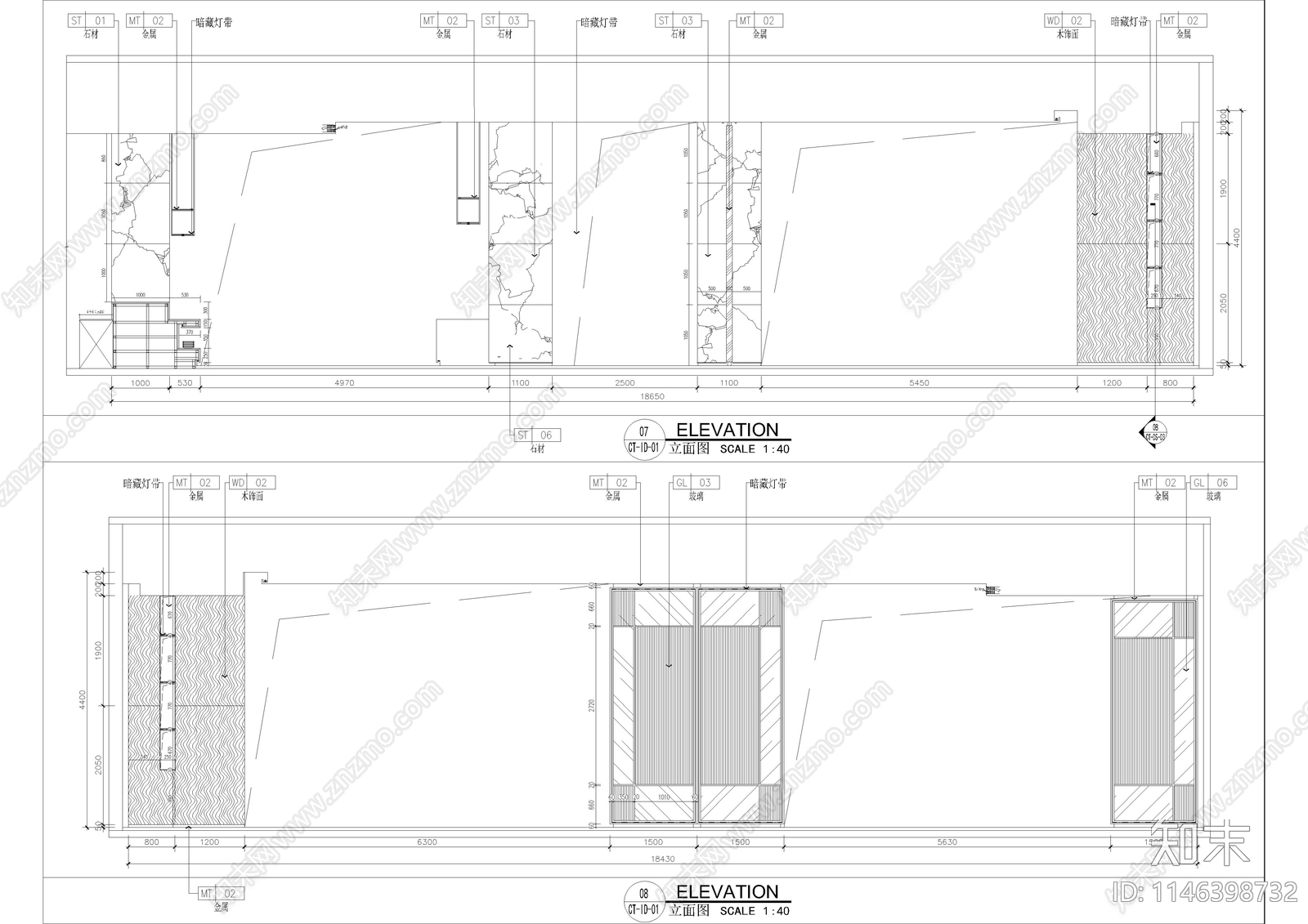 酒店一层婚礼接待室洽谈室室内cad施工图下载【ID:1146398732】