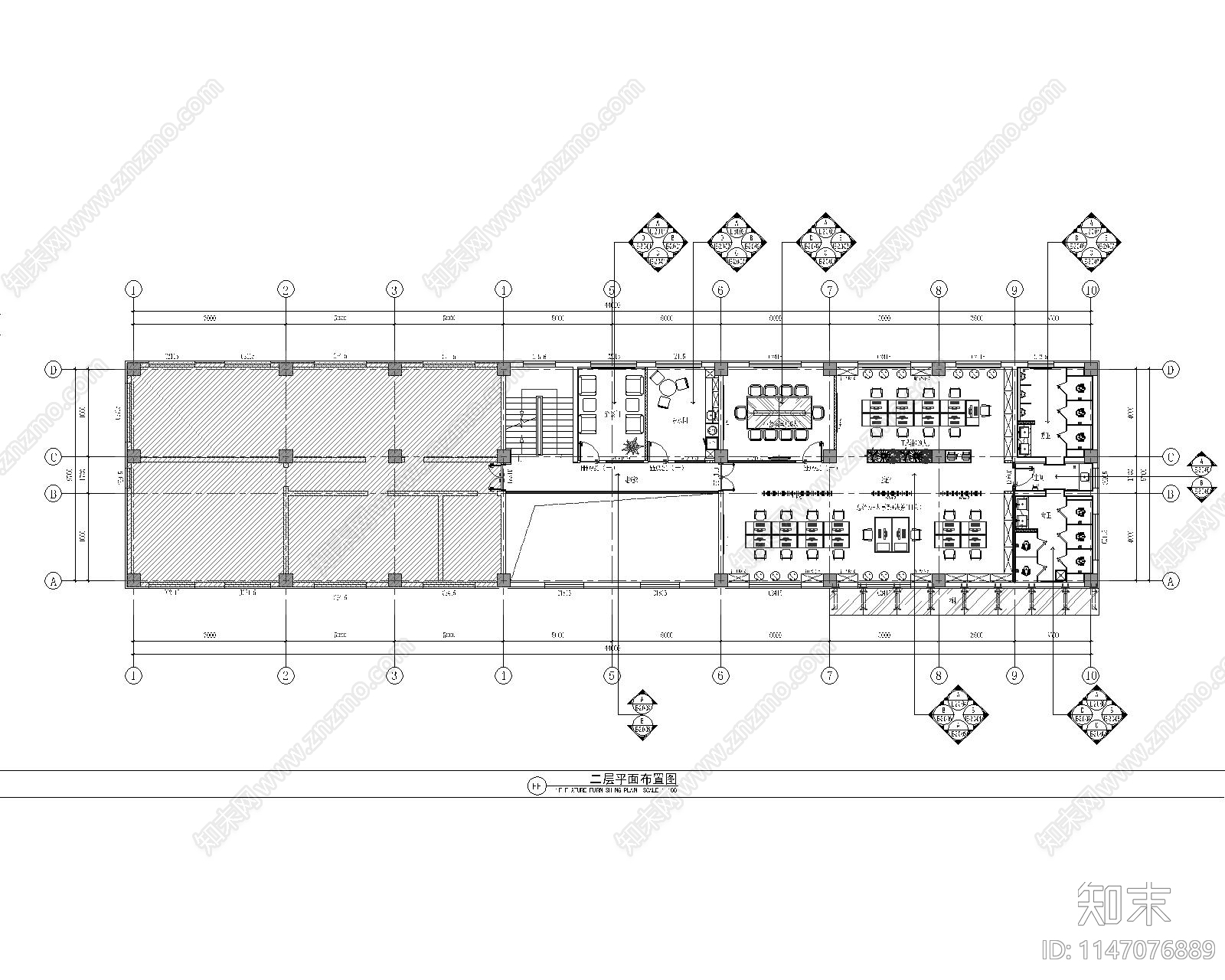 现代风格办公室室内cad施工图下载【ID:1147076889】