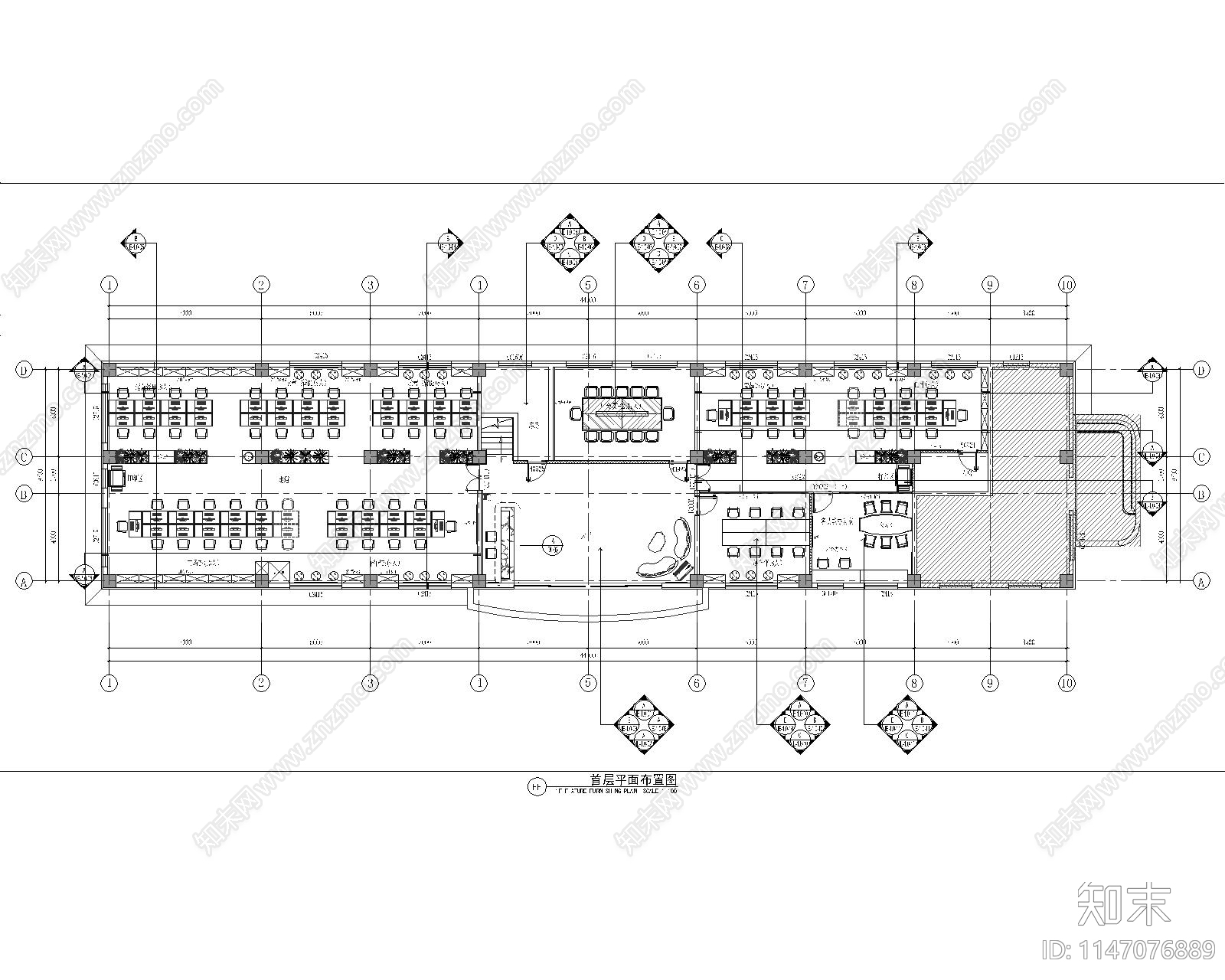 现代风格办公室室内cad施工图下载【ID:1147076889】