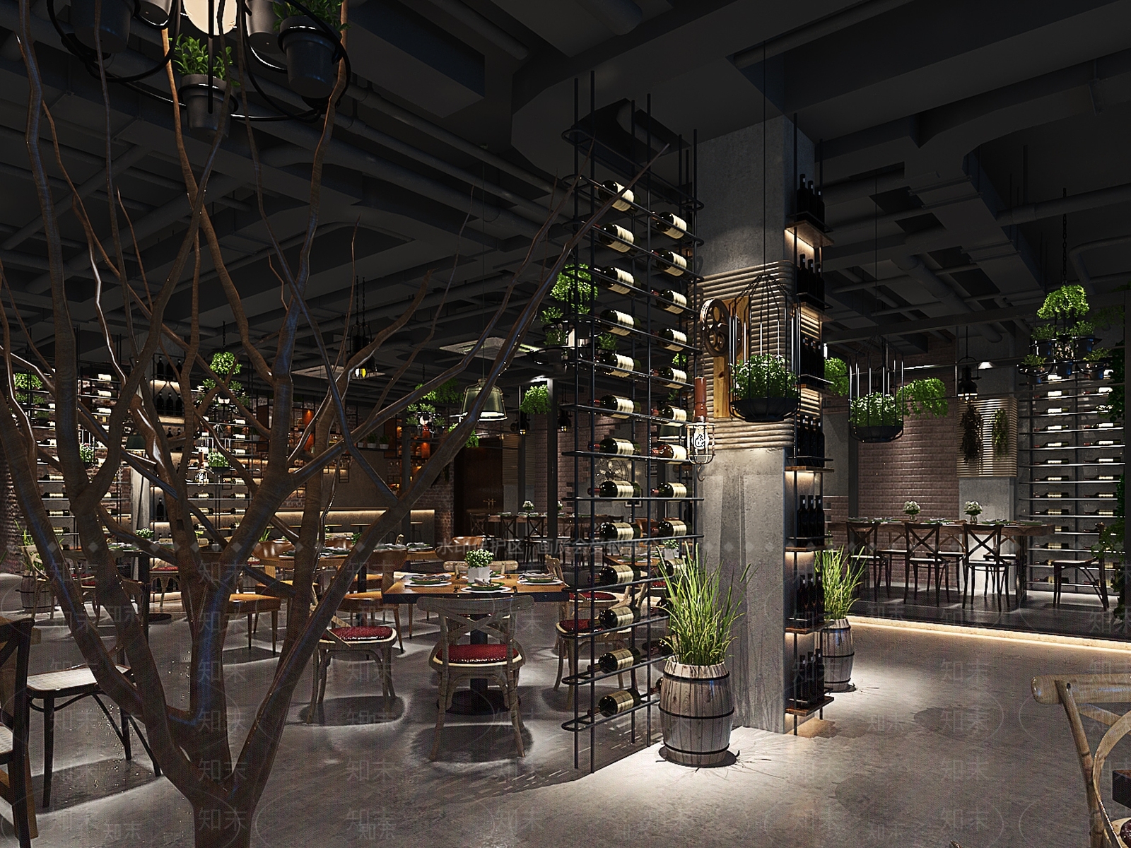 工业风西餐厅3D模型下载【ID:1146399485】