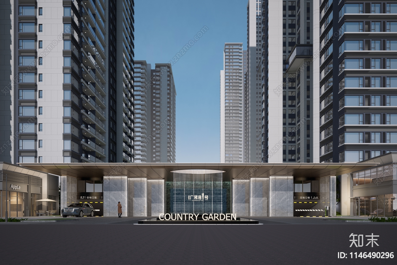现代小区入口大门SU模型下载【ID:1146490296】_知末su模型网