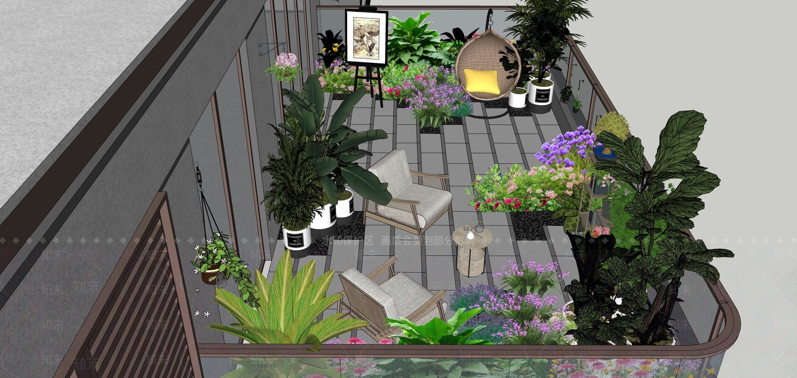 现代家居阳台SU模型下载【ID:1146404761】