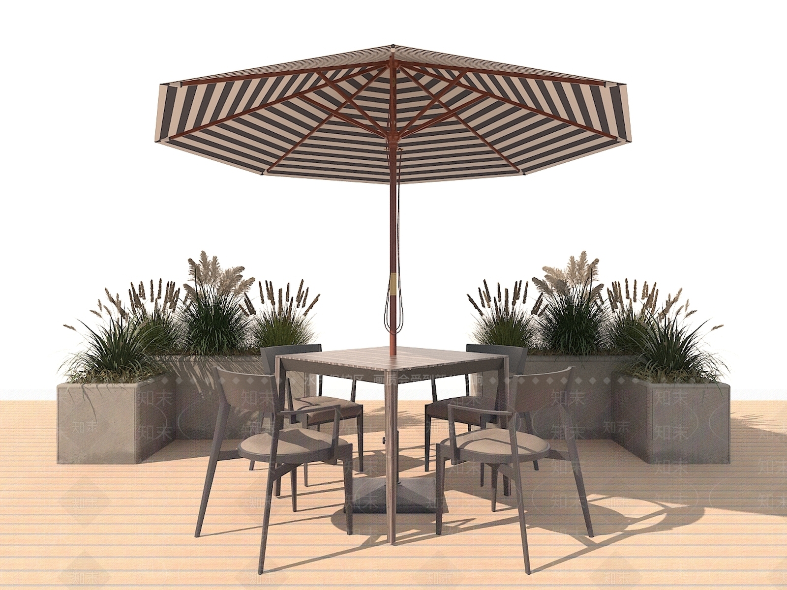 现代户外桌椅组合3D模型下载【ID:1146407646】