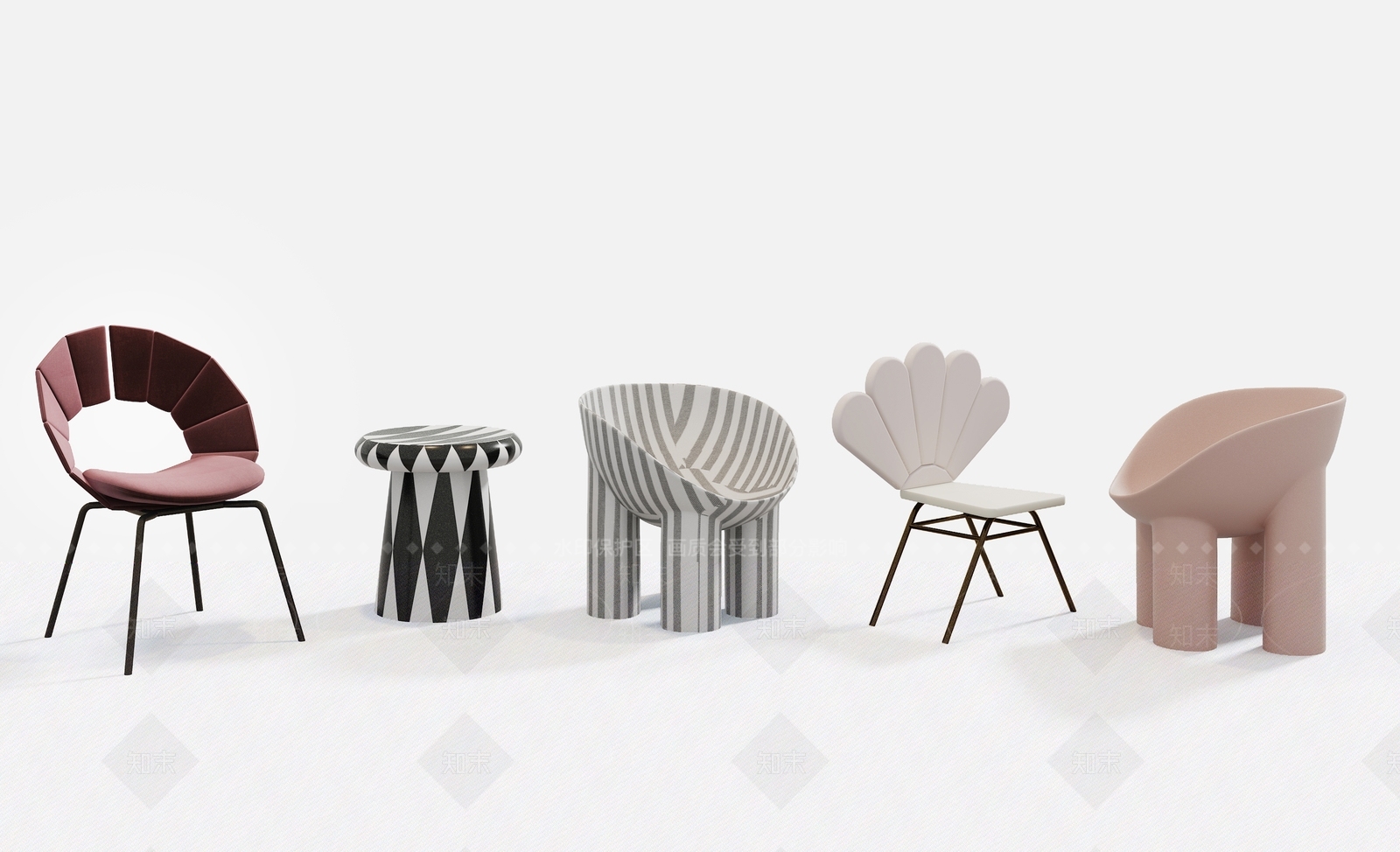 现代儿童餐椅组合3D模型下载【ID:1146409188】