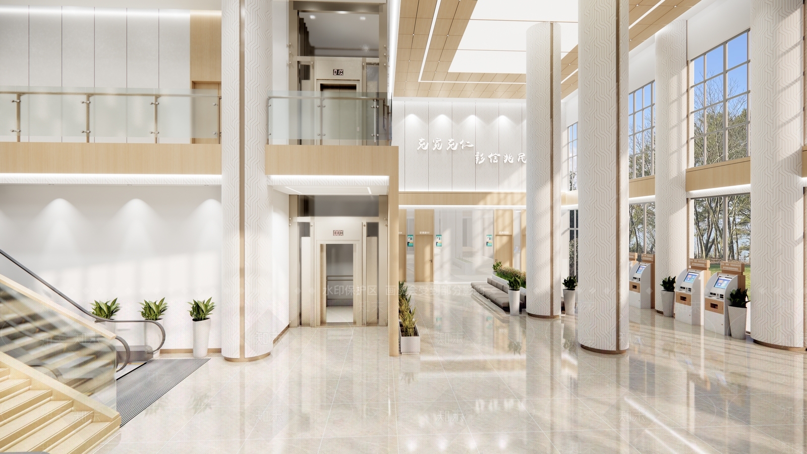 现代医院大厅SU模型下载【ID:1146409655】