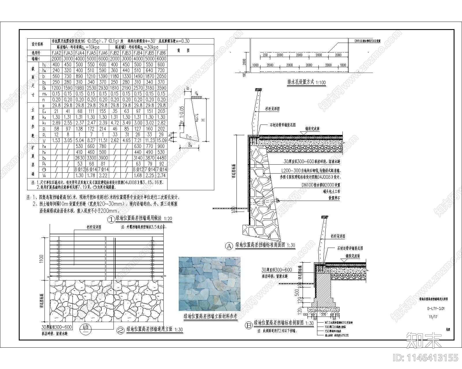绿地位置高差挡墙施工图下载【ID:1146413155】